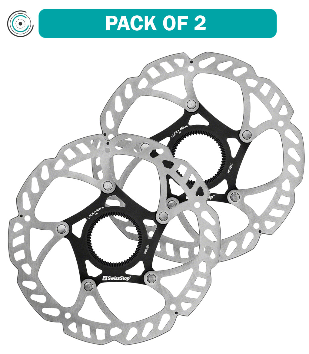 2 Pack SwissStop Catalyst Pro Disc Brake Rotor 160mm Center Lock - Silver/Black | High-Performance Bike Brake Rotors for Mountain & Road Bikes | Durable & Lightweight for Smooth Braking
