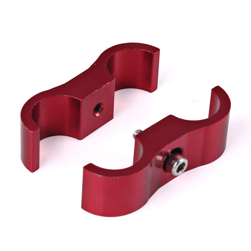 10AN Aluminum Hose Separator Clamp - Fuel, Oil, Brake, Water & Gas Line Adapter (Red, 4-Pack) - Perfect for Automotive, Marine & Industrial Fluid Transfer Systems