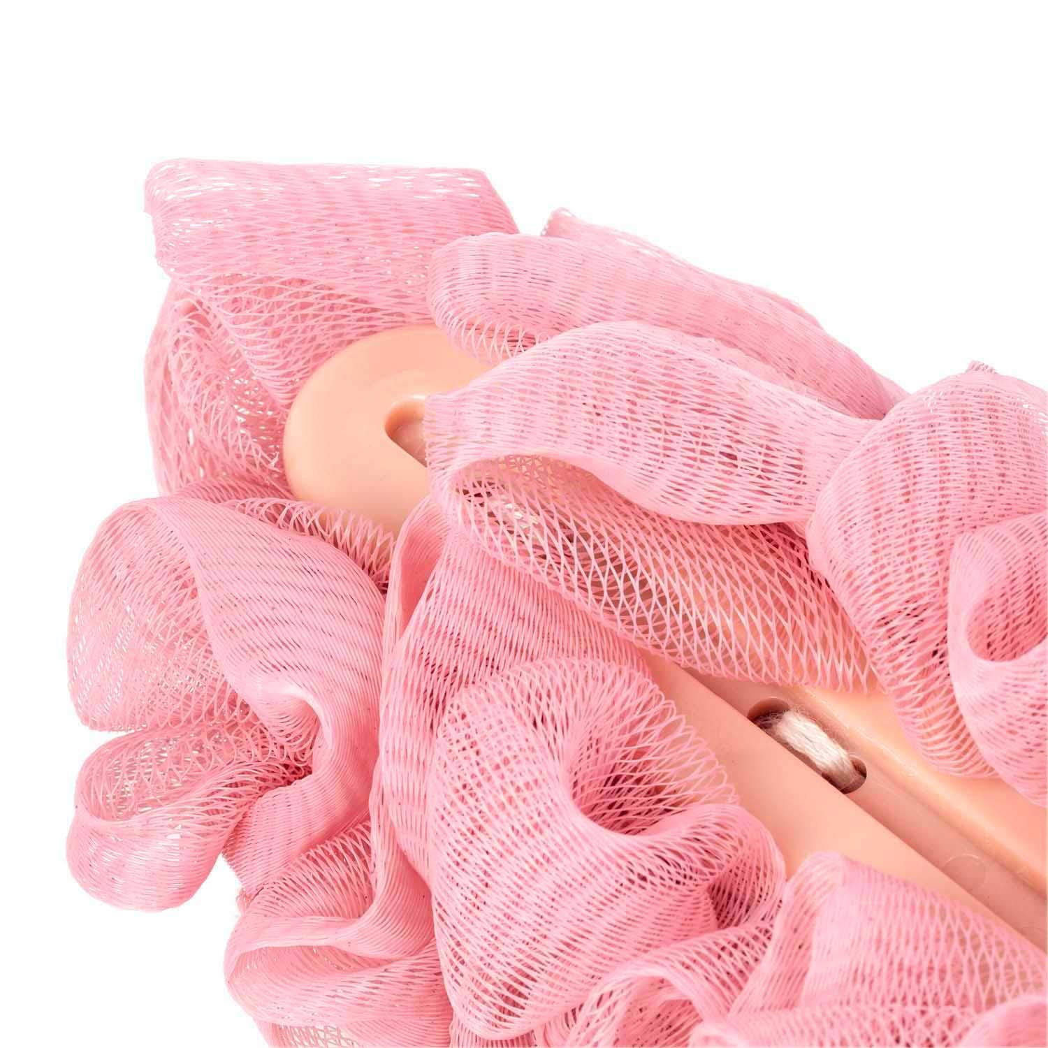 Long Handle Back Scrubber for Shower - Soft Exfoliating Loofah Bath Brush with Nylon Mesh (2-Pack, Pink) - Ideal for Elderly Care & Full Body Cleaning - Perfect Gift for Men & Women