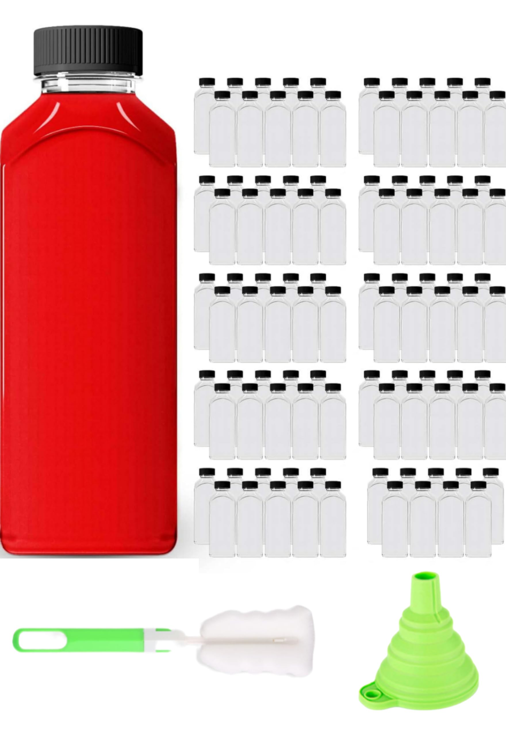 100 Pack 16oz Clear PET Plastic Bottles with Lids - Reusable Juice, Water & Smoothie Containers - Ideal for Home, Office, Gym & Meal Prep - BPA-Free Disposable Drink Bottles