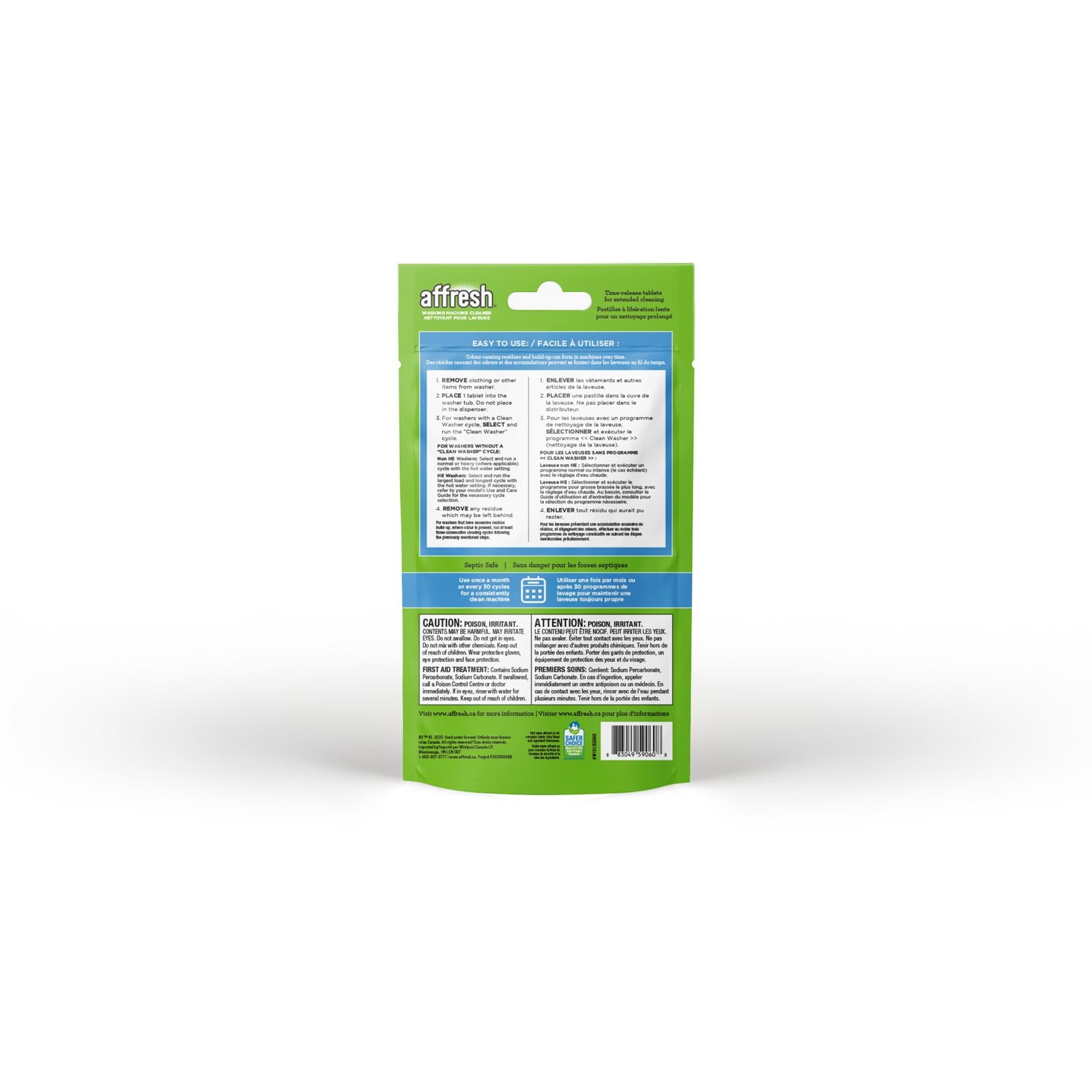 Affresh Washing Machine Cleaner Tablets (3 Count) - Deep Cleans & Eliminates Odors - Works with All Front Load & Top Load Washers - Ideal for Monthly Maintenance & Mold Prevention