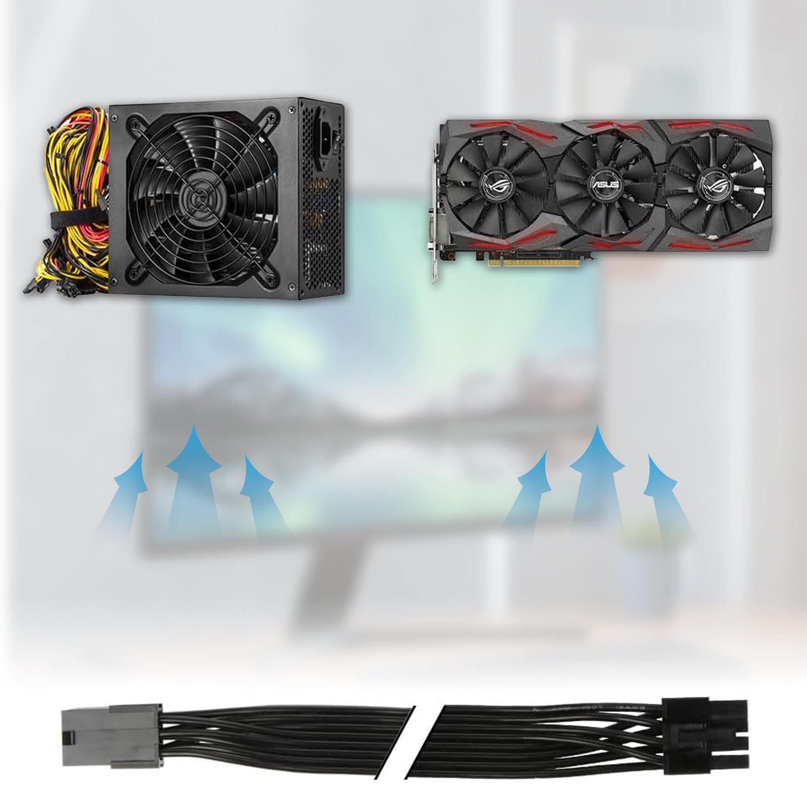 Premium CLKE PCIE Cable 8 Pin to 6+2 Pin Male to Male GPU Extension Cable - 70cm Modular Power Supply Cord Compatible with Corsair, Thermaltake, ARESGAME PSU - Perfect for PC Gaming Rigs & High-Performance GPU Setups