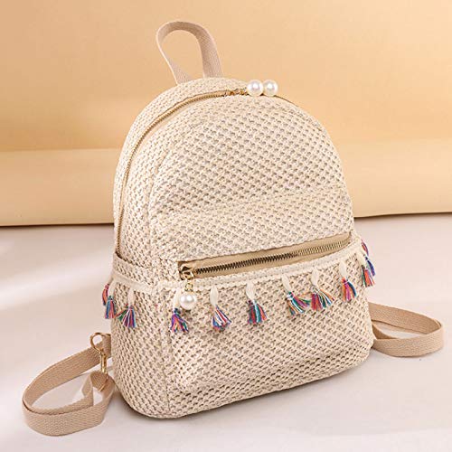Stylish Women's Small Tassel Straw Woven Backpack - Convertible Crossbody Shoulder Bag for Beach, Travel & Daily Use | Boho Chic Summer Accessory