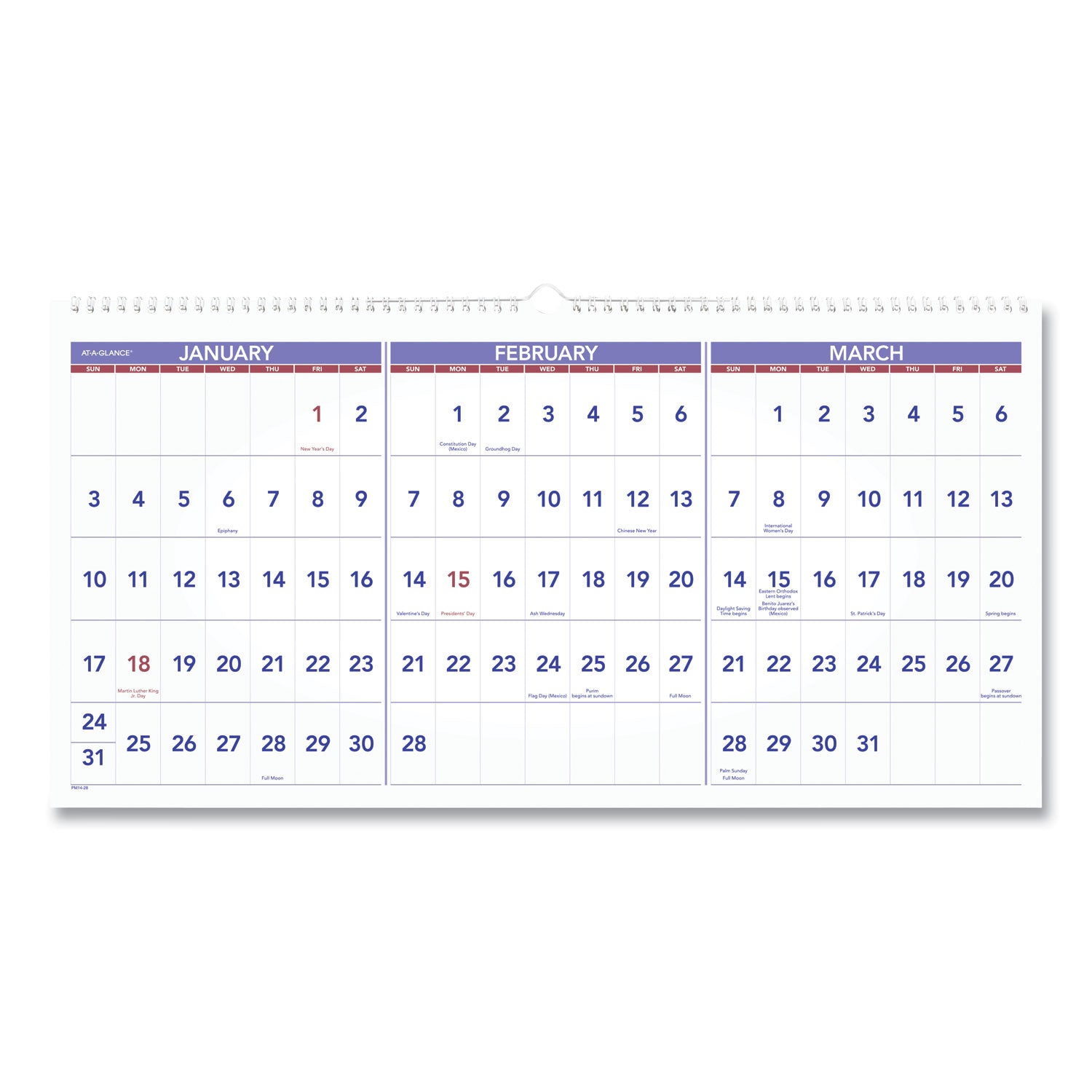AT A GLANCE® Deluxe 3-Month Wall Calendar 2024-2026, 24