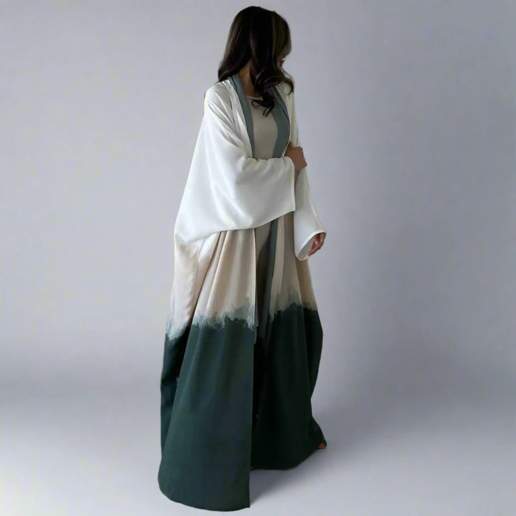 Trendy Tie Dye Muslim Women's Cardigan Open Abaya Dress - Modest Fashion for Prayer, Home & Casual Outings