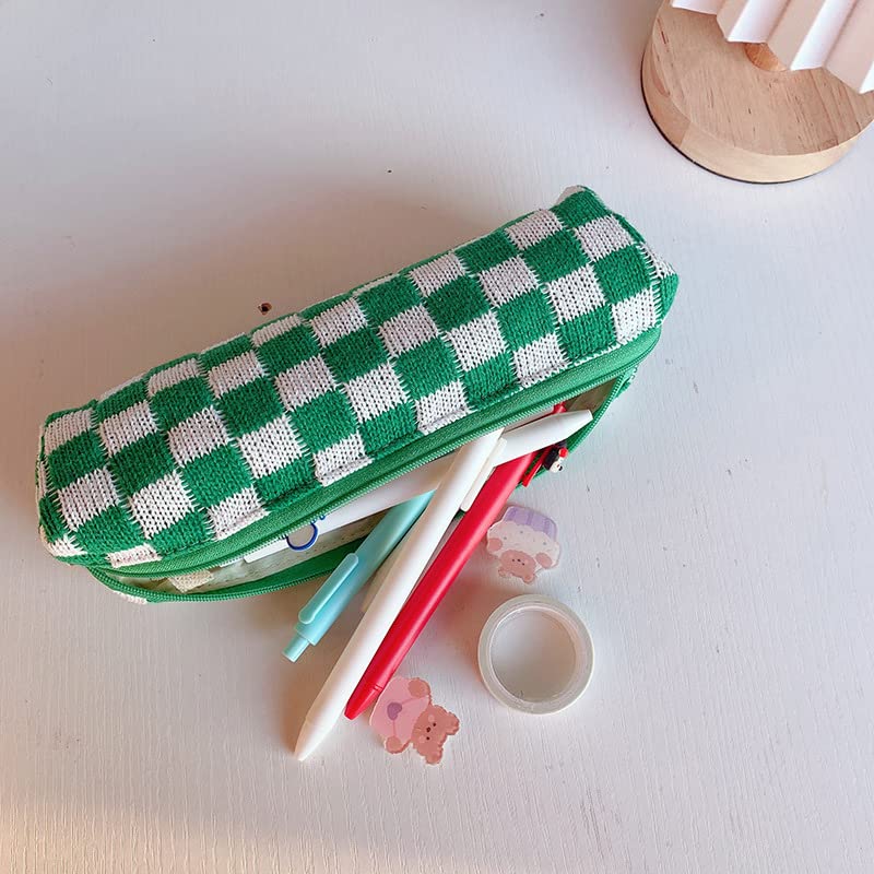 2 Pcs Small Makeup Bag Set - Checkered Cosmetic Pouch & Brush Organizer | Mini Travel Makeup Case for Purse | Cute Aesthetic Accessories Storage | Perfect for Women's Travel Essentials & Daily Beauty Organization
