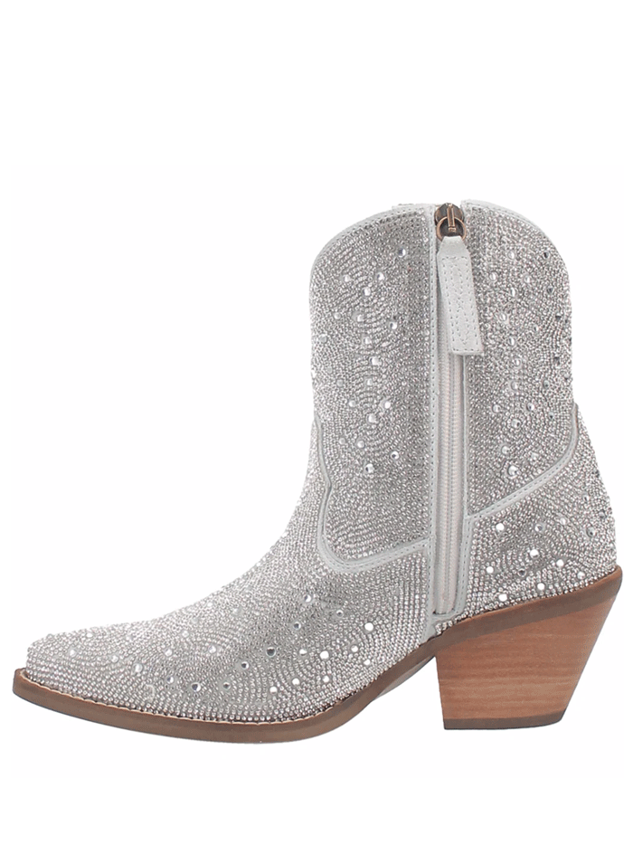 Dingo DI577 Women's Rhinestone Cowgirl Leather Bootie - Silver Western Boots for Country Dancing & Rodeo Events