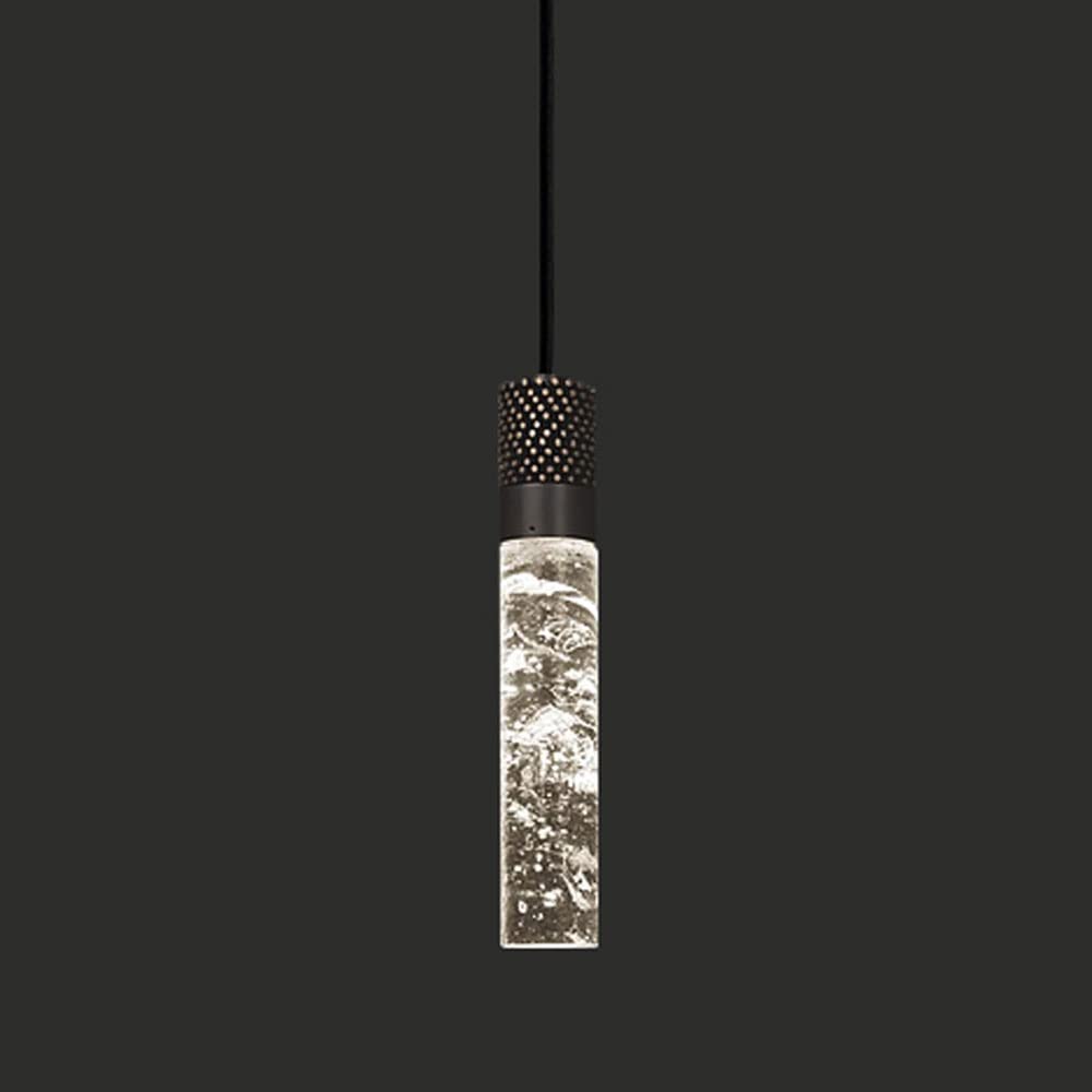 STUFY 1-Light Black Crystal LED Pendant Light - 5W Warm White Kitchen Island Lighting - Modern Bubble Crystal Chandelier for Dining Room, Bathroom, Hallway & Staircase - Elegant Home & Restaurant Decor