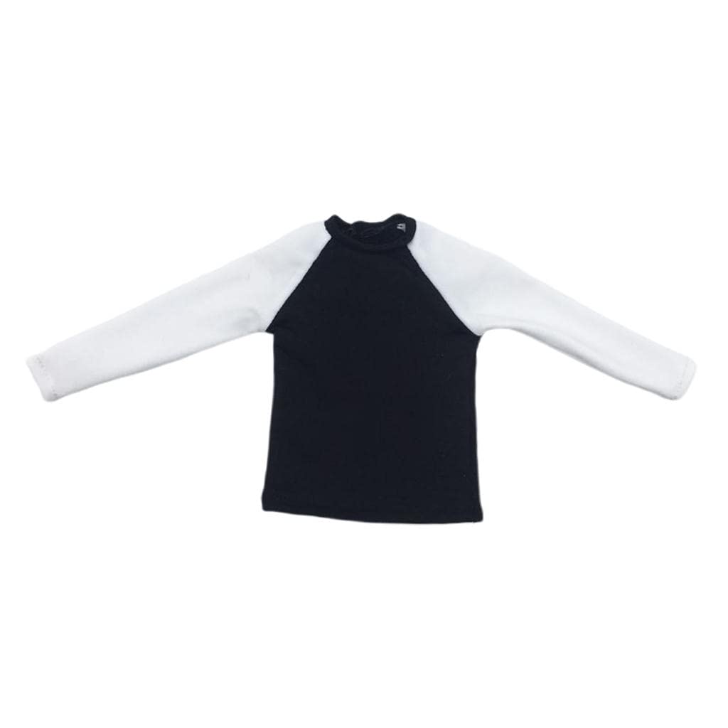 AMLESO 1/6 Scale Black & White Men's Sleeve T-Shirt for 12