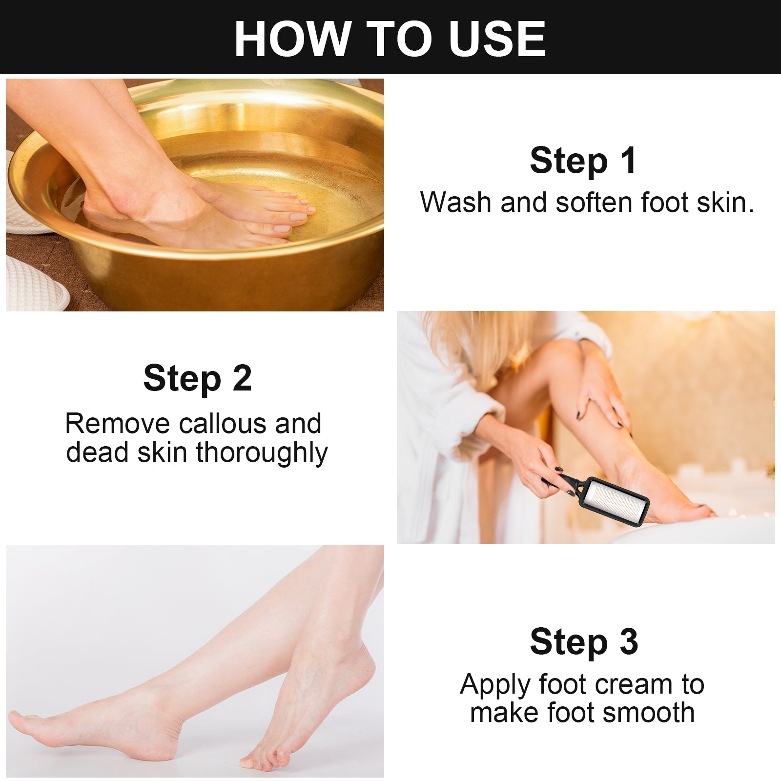 Huauoo Foot Rasp and File - Professional Metal Pedicure Tool for Hard Skin Removal - Perfect for Home Foot Care and DIY Pedicures