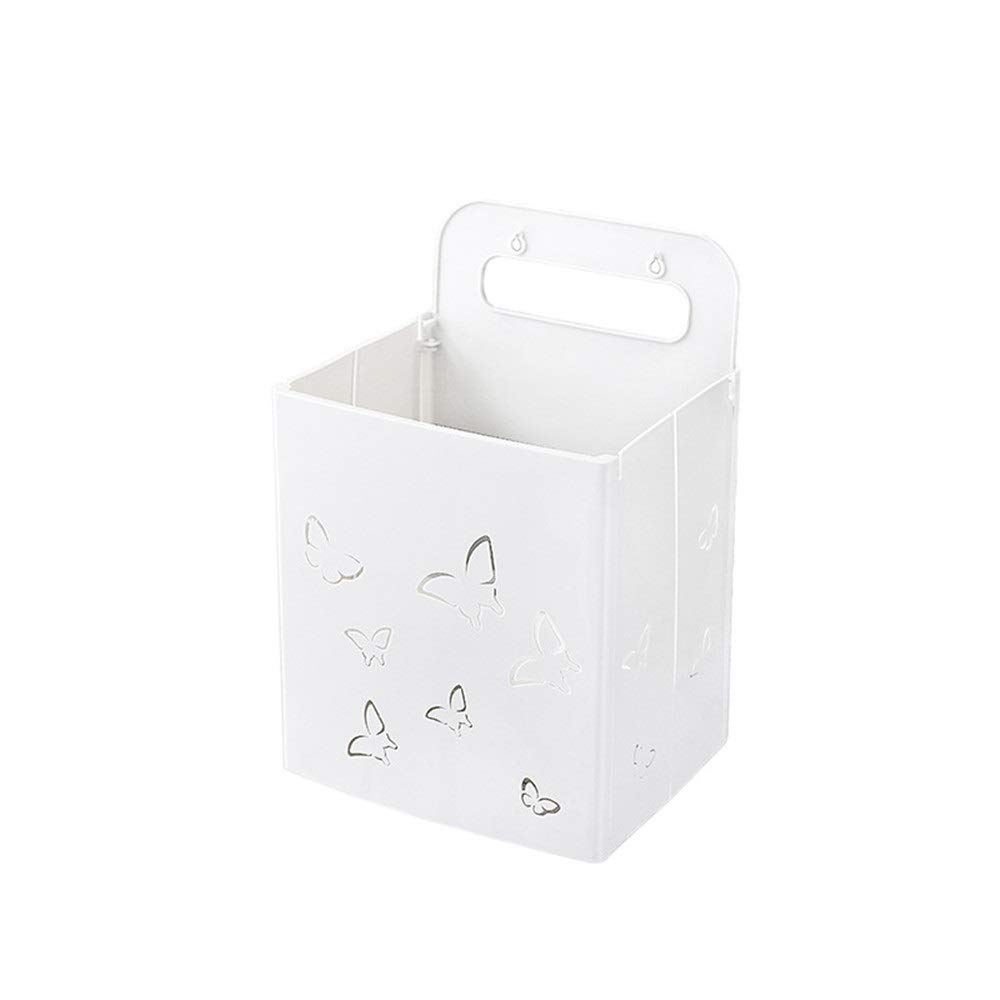 Foldable Laundry Basket with Hanging Hook - Collapsible Wall Mounted Storage for Bathroom, Toilet & Home - Durable & Space-Saving (White, 27x22x39cm) - Perfect for Small Spaces, Apartments & Laundry Rooms