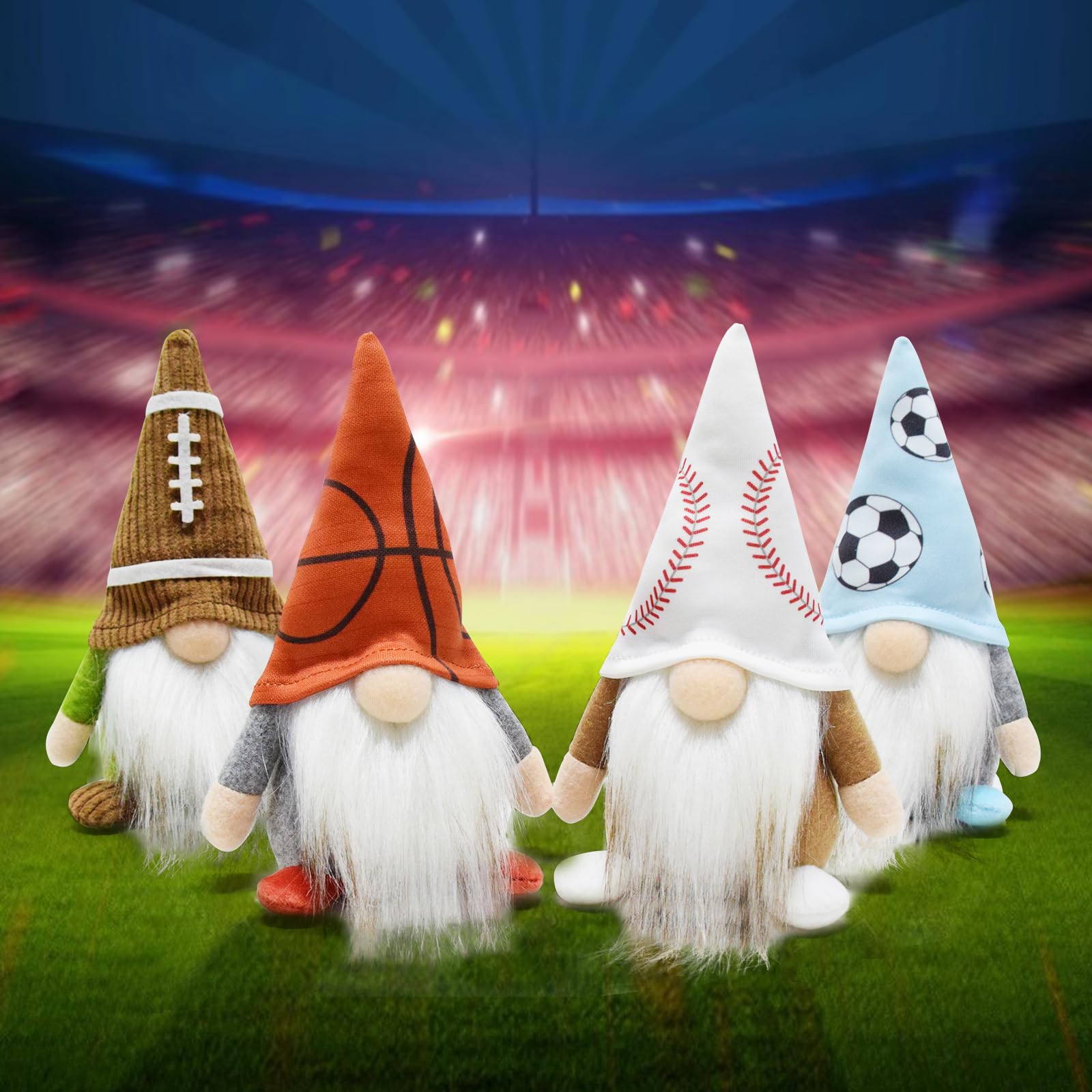 Little Football Rugby Gnomes Plush Ornaments - Cute Swedish Tomte Nisse Dwarf Gnome Doll for Sports Game Fans - Perfect Gift & Tiered Tray Home Decor for Game Day Parties & Scandinavian Christmas Decorations