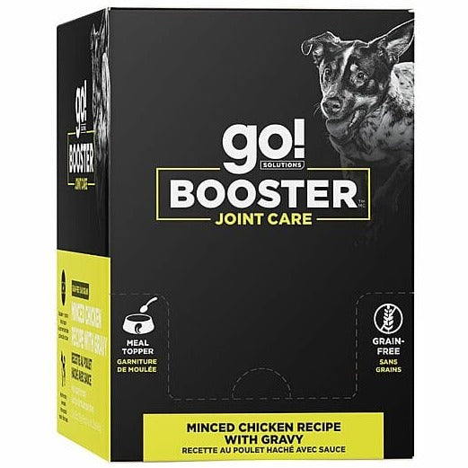 Go! Solutions Booster Joint Care Minced Chicken with Gravy Dog Food Topper - High Protein Grain-Free Supplement for Senior Dogs & Hip Support - Perfect for Picky Eaters & Mealtime Enhancement