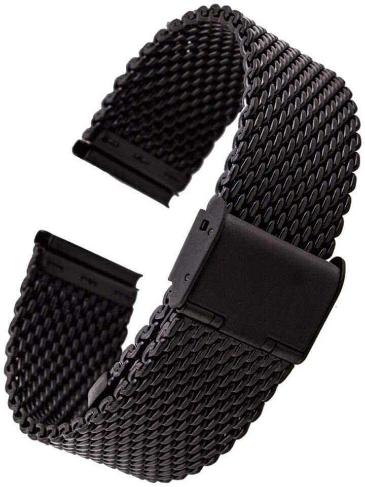 Stainless Steel Watch Strap 20mm 22mm - Unisex Mesh Band with Hook Buckle for Casual & Dress Watches