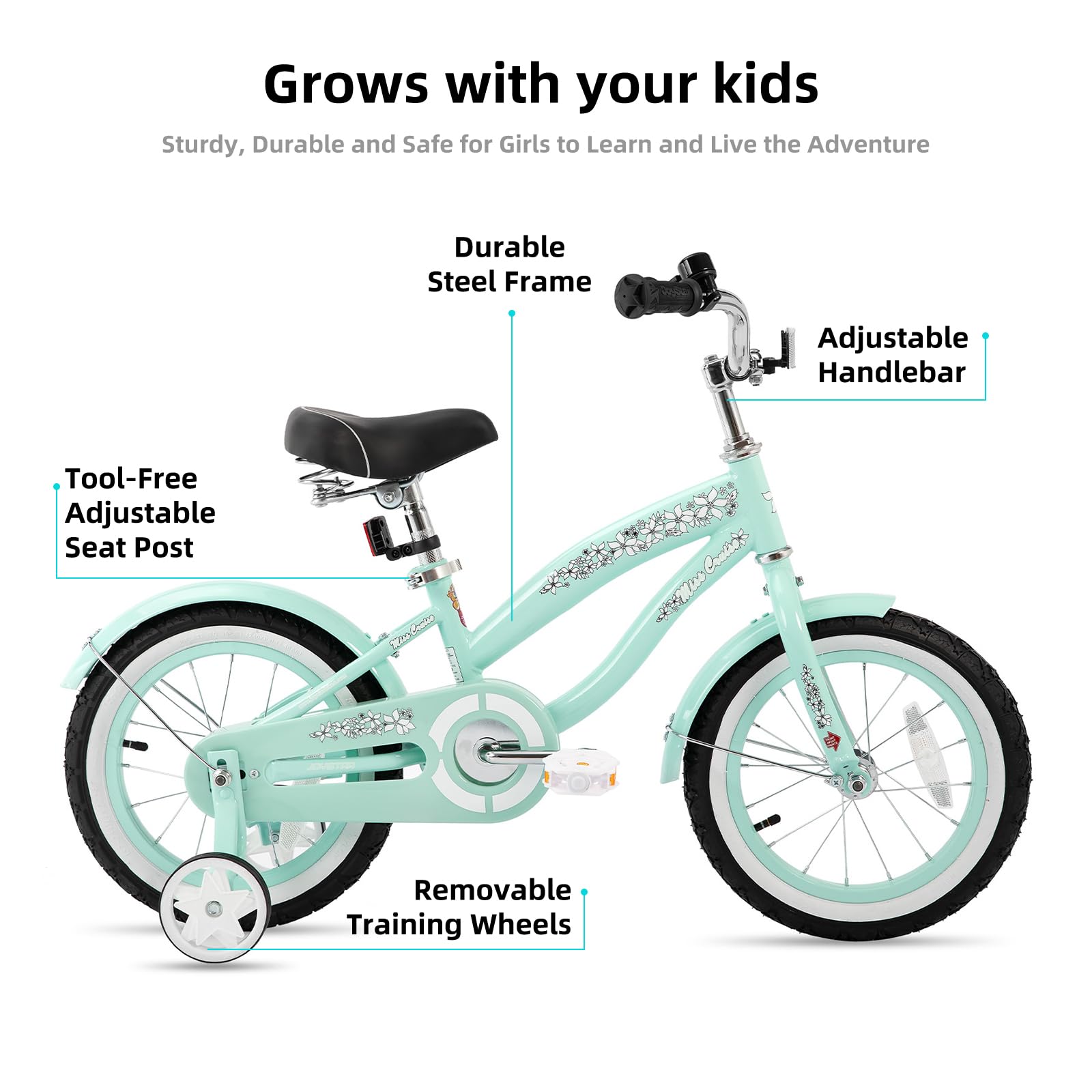 JOYSTAR 12 14 16 Inch Kids Cruiser Bike for Boys & Girls Ages 2-7 | Training Wheels & Coaster Brake | Durable Children's Bicycle for Neighborhood Rides, Park Adventures & Learning to Ride