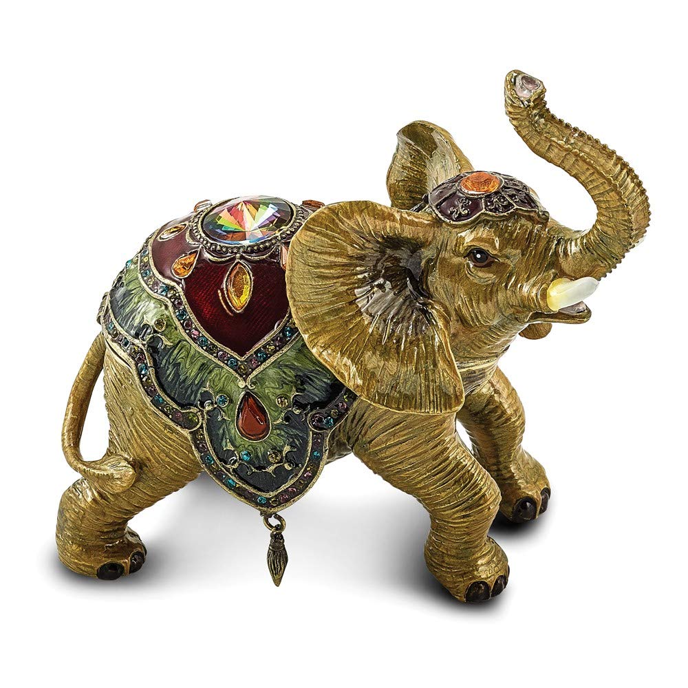 Exquisite Bejeweled Taj Mahal Elephant Jewelry Box - Handcrafted Indian Decorative Storage for Rings, Necklaces & Gifts | Perfect for Home Decor, Wedding Favors & Cultural Souvenirs