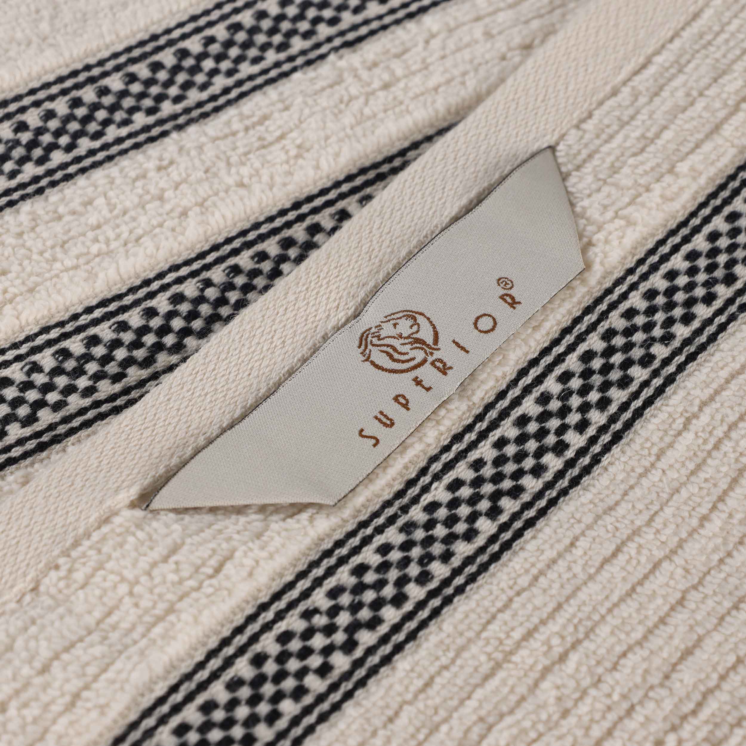 12-Pack Zero Twist Cotton Ribbed Geometric Border Plush Face Towels | Ultra Soft Bath & Hand Towels for Spa, Gym, Travel & Home Use