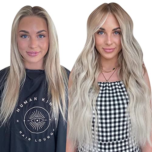 Premium Fish Line Halo Hair Extensions with Invisible Clips - Seamless 100% Human Hair Extensions for Length & Volume - Perfect for Weddings, Parties & Daily Styling