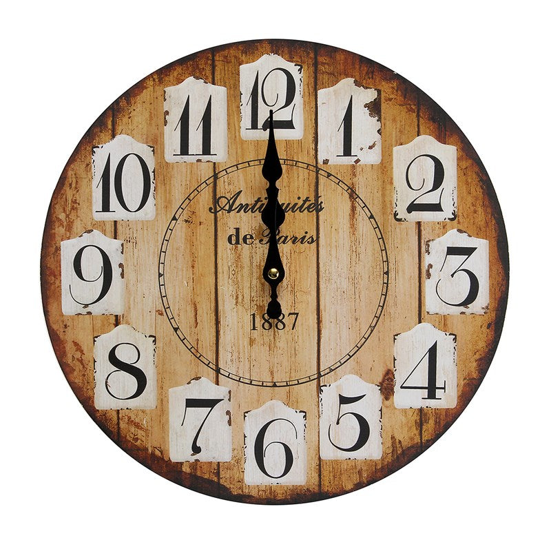 Vintage Owl Wooden Wall Clock - Rustic Shabby Chic Modern Design for Home, Office & Cafe Decor | Perfect for Farmhouse, Boho & Vintage Style Interiors