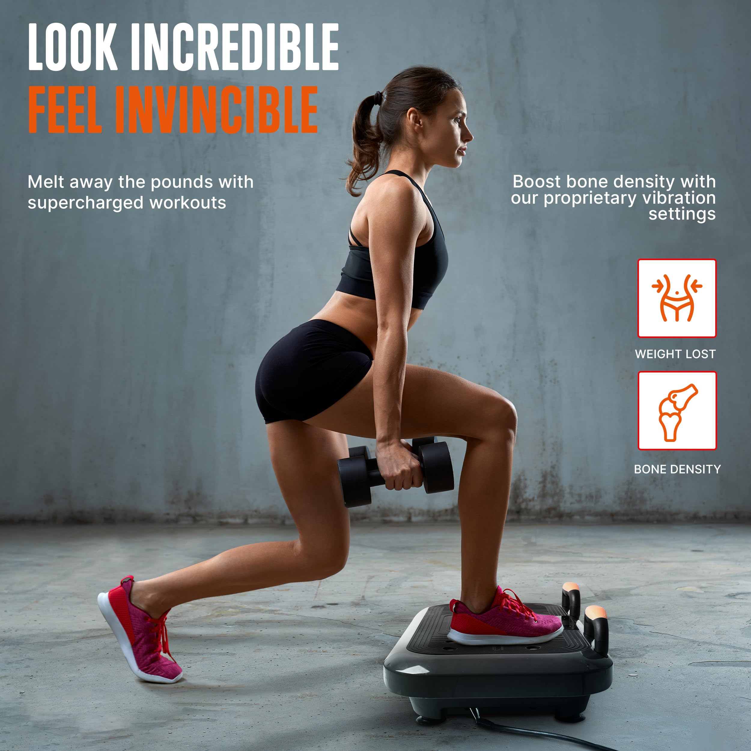 SQUATZ Vibration Plate Exercise Machine with 5 Resistance Bands & Pilates Bar - Whole Body Vibration Platform for Weight Loss, Pain Relief & Lymphatic Drainage - Home Gym Equipment for Fitness, Physical Therapy & Muscle Recovery