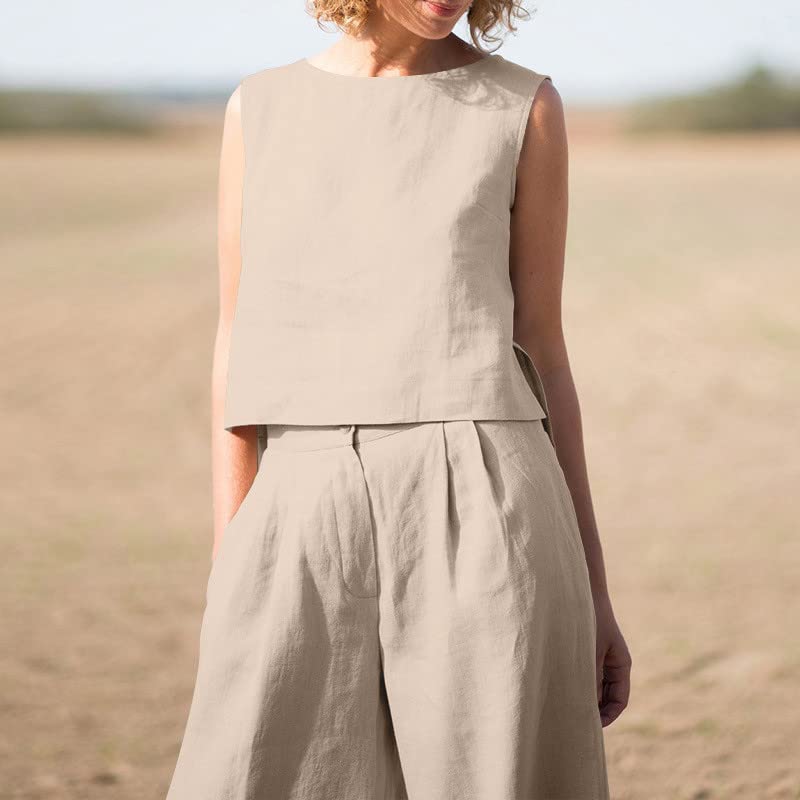 Women's 2-Piece Summer Outfits - Sleeveless Tank & Jogger Set for Lounge & Travel