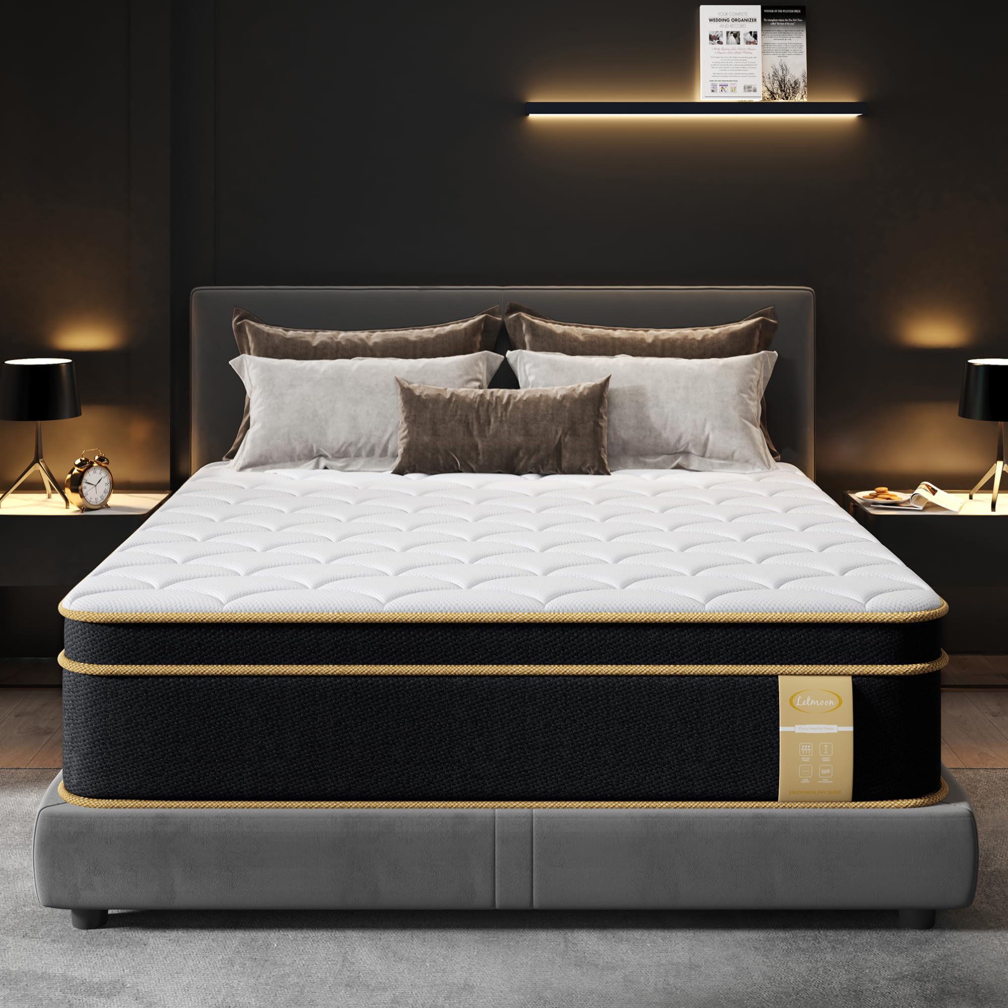 10 Inch Full Size Gel Memory Foam Hybrid Mattress in a Box - Medium Plush with Pocket Springs for Pressure & Pain Relief - CertiPUR-US Certified - Perfect for Bedrooms, Guest Rooms & Dorm Rooms