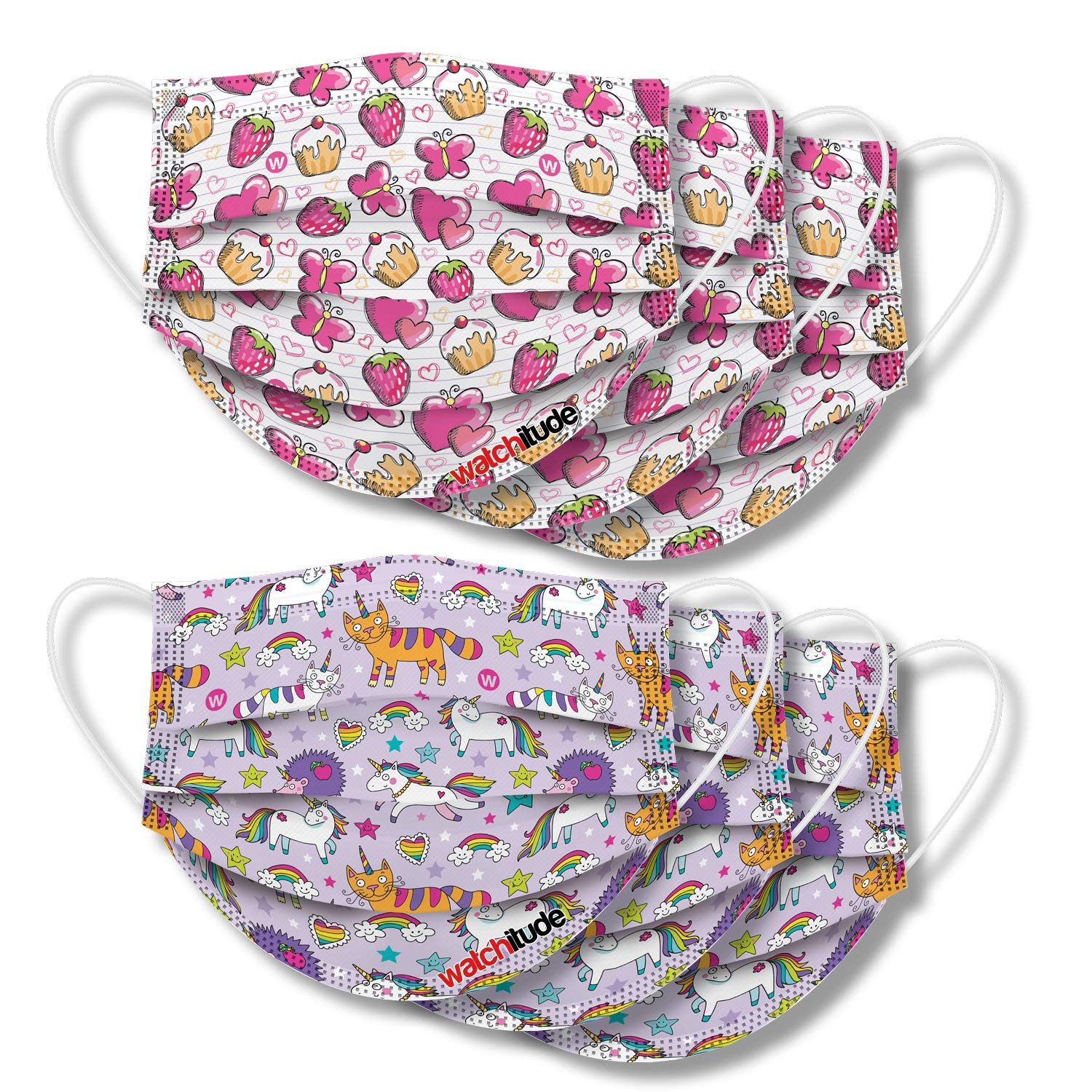 Kids Disposable Safety Masks - 6 Pack with Butterfly & Unicorn Designs for School & Outdoors