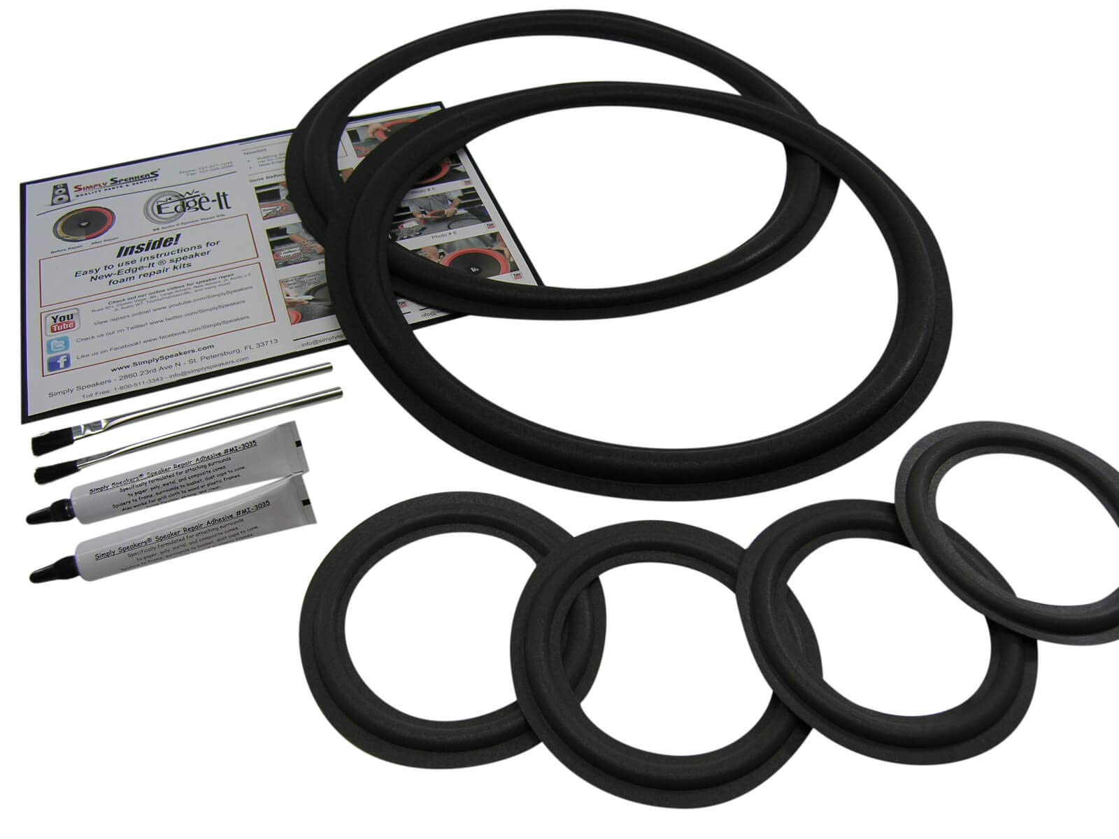 SS Audio Foam Repair Kit for Infinity SM255 Woofer & Midrange FSK-SM255c - Restore Speaker Performance for Home Theater & Car Audio Systems