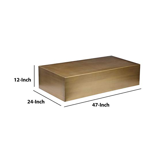 Benjara Gold Metal Coffee Table - Modern Cuboid Shape for Living Room, Office, and Lounge Decor