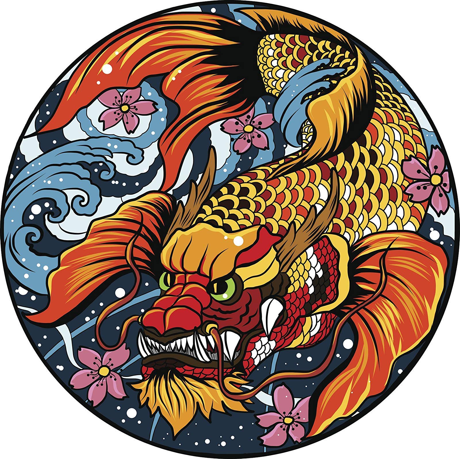 Cool Asian Chinese Dragon Magnetic Vinyl Bumper Sticker - 4