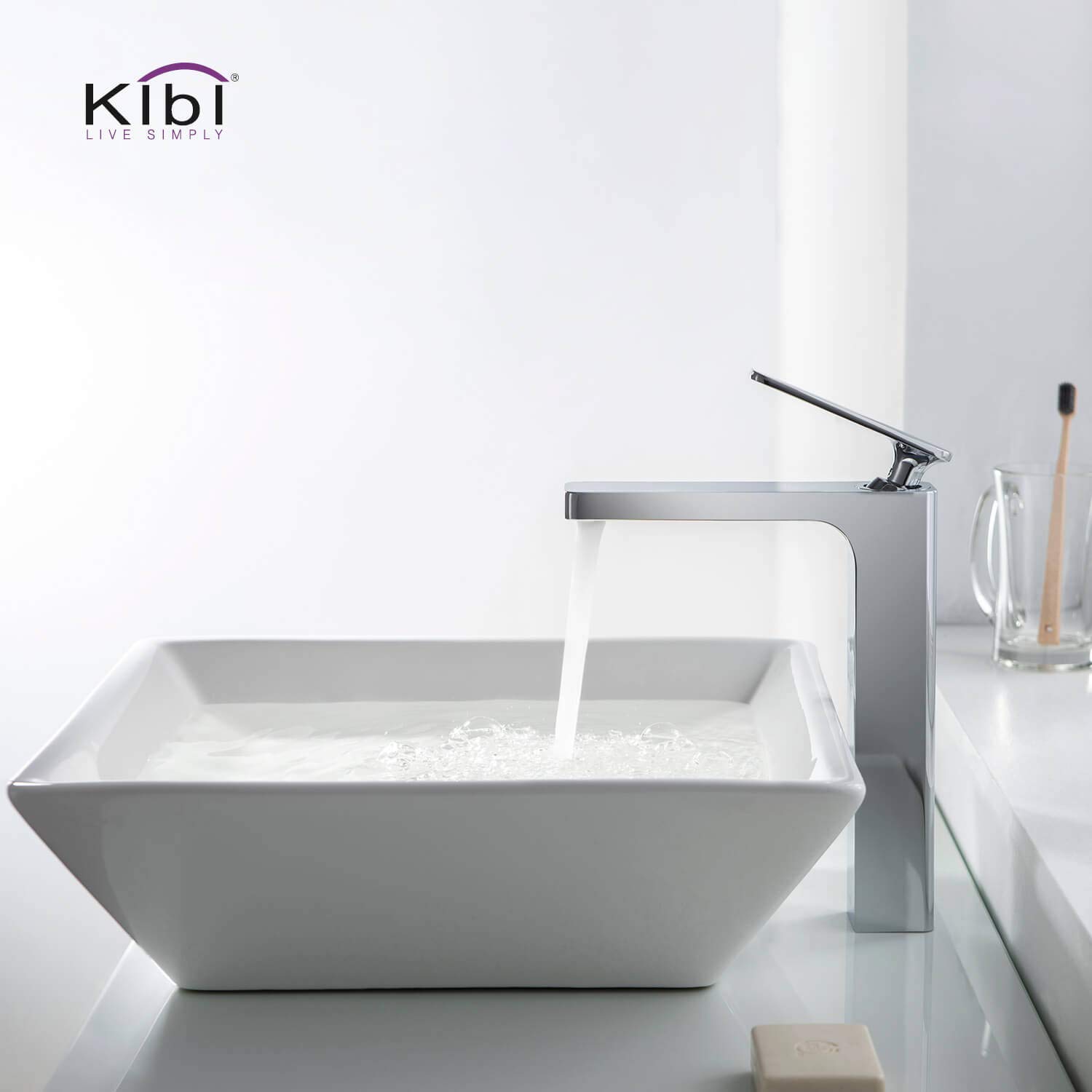 KIBI KBF1007 Infinity Single Handle Bathroom Vanity Sink Faucet - Solid Brass Lavatory Faucet with Water Supply Hose | Chrome Finish Bathroom Sink Faucet for Home, Hotel & Commercial Use | Durable, Corrosion-Resistant Water Tap for Bathroom Vanity & Washbasin