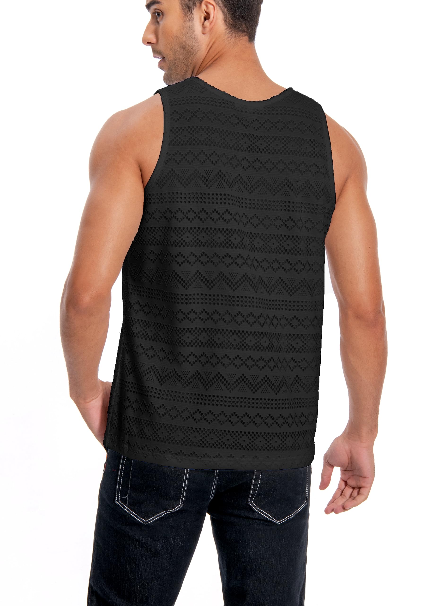 **Men's Sleeveless Mesh Tank Tops - Breathable See-Through T-Shirts for Casual & Outdoor Wear - Gym, Beach, Running, Summer Fashion**