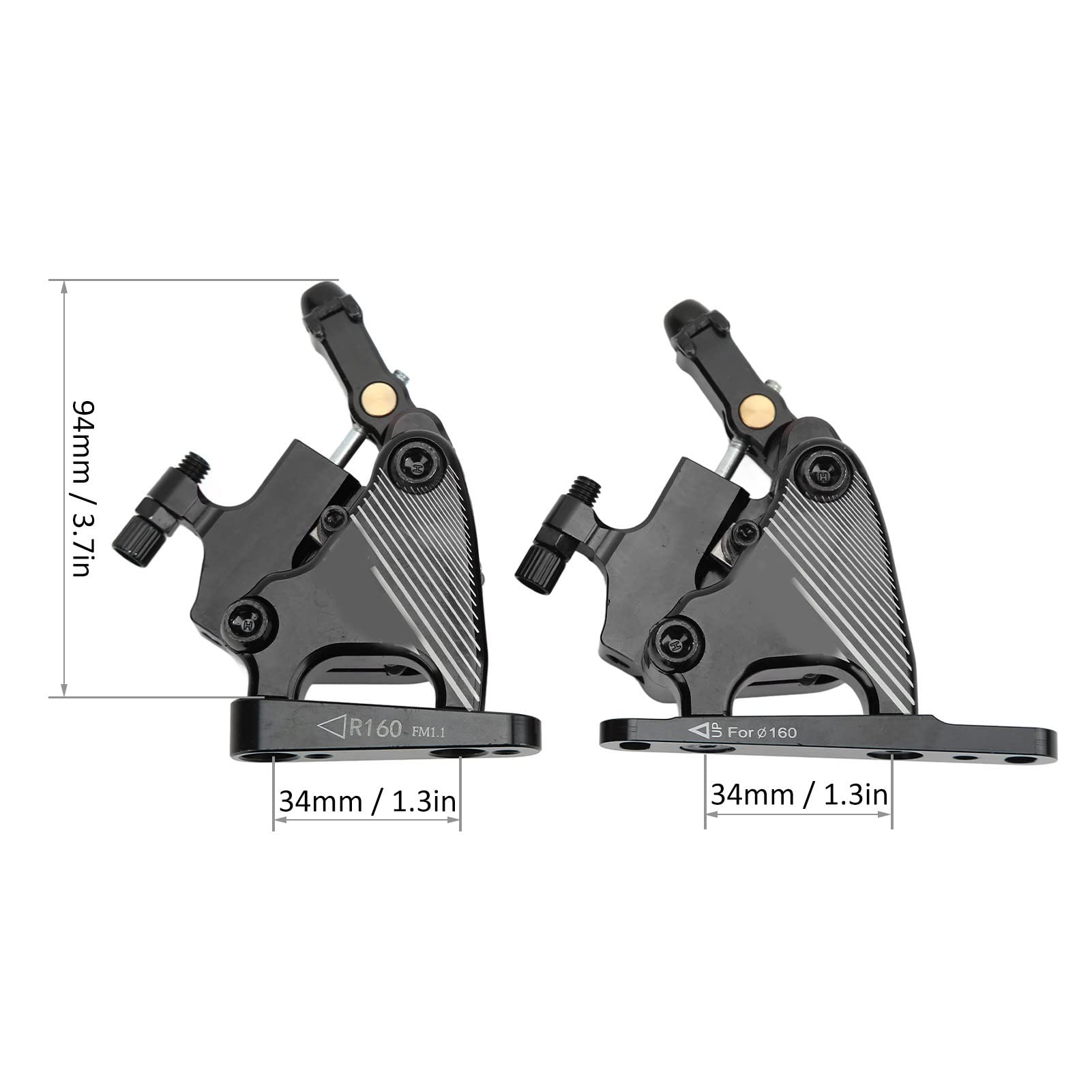 **1 Pair Hydraulic Disc Brakes Set - Aluminum Alloy Front & Rear Hydraulic Disc Brake Calipers for Road Bikes - Perfect for Mountain & Commuter Cycling (Black, Front & Rear Set)**