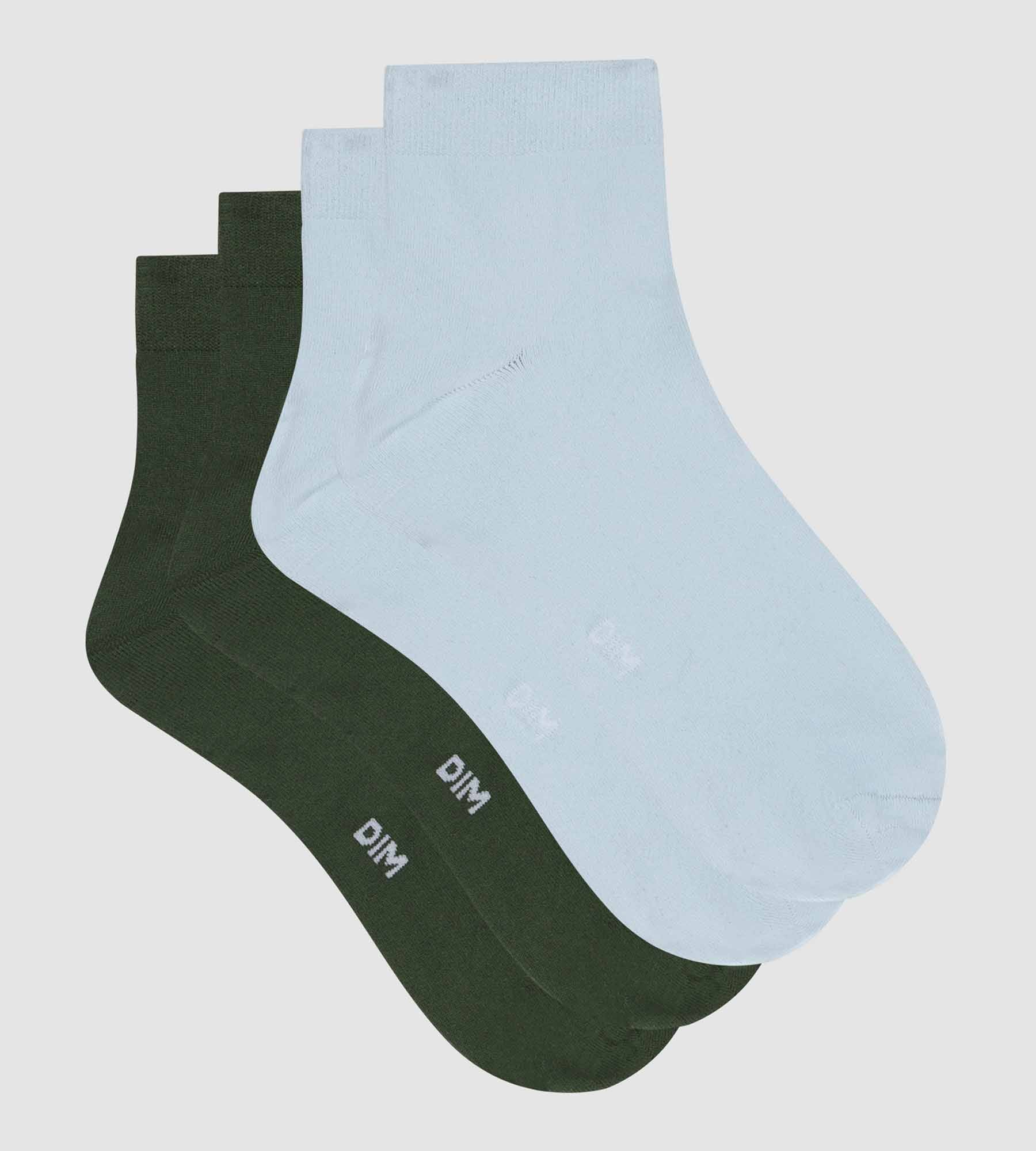 2 Pairs Women's Microfiber Socks in Green & Blue - Dim Skin - Soft & Breathable for Everyday Comfort, Yoga, Running & Lounge Wear