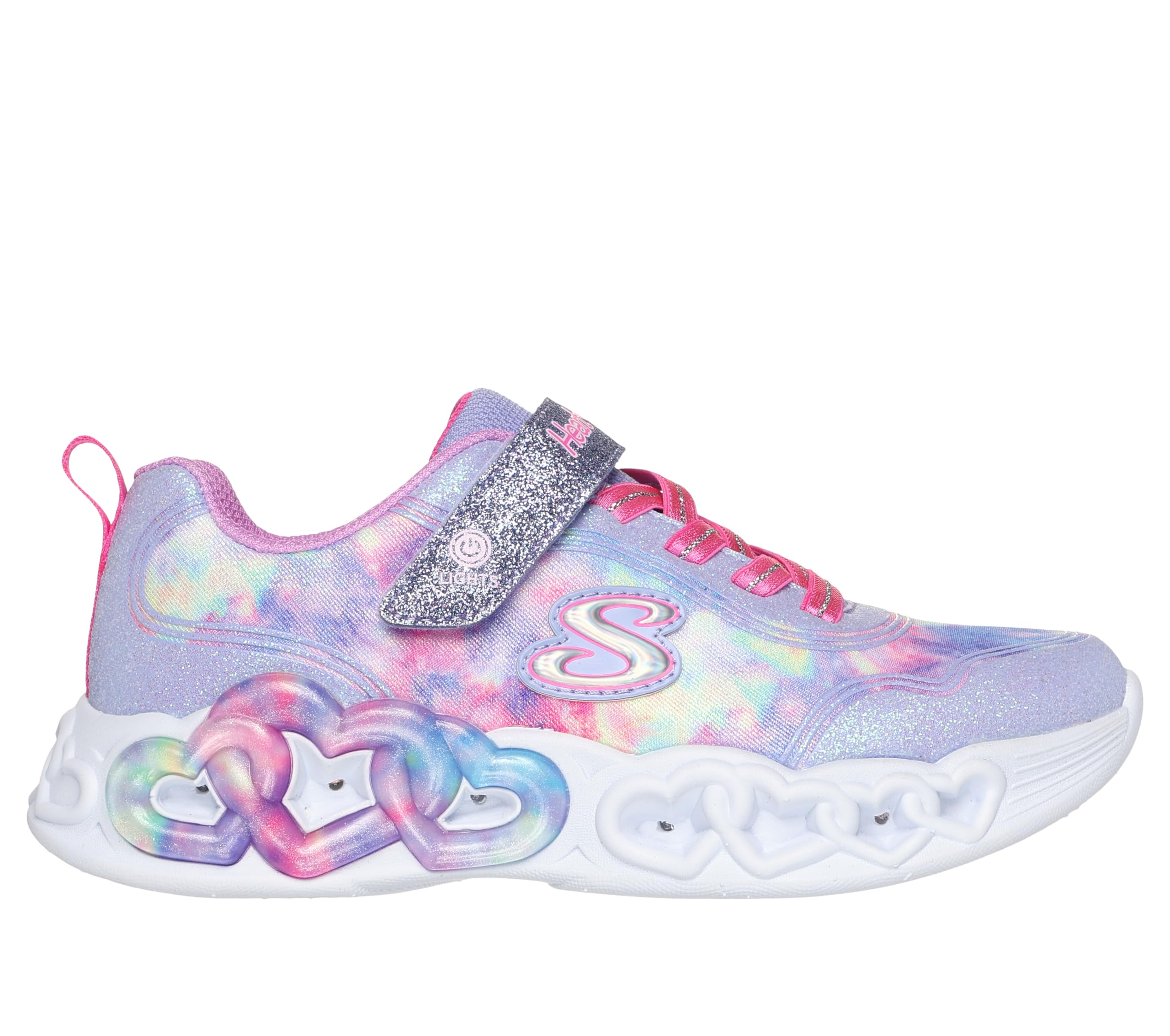 Skechers Girls' Infinite Heart Light-Up Sneakers - Glow in The Dark Shoes for Kids Running, Walking & Playtime