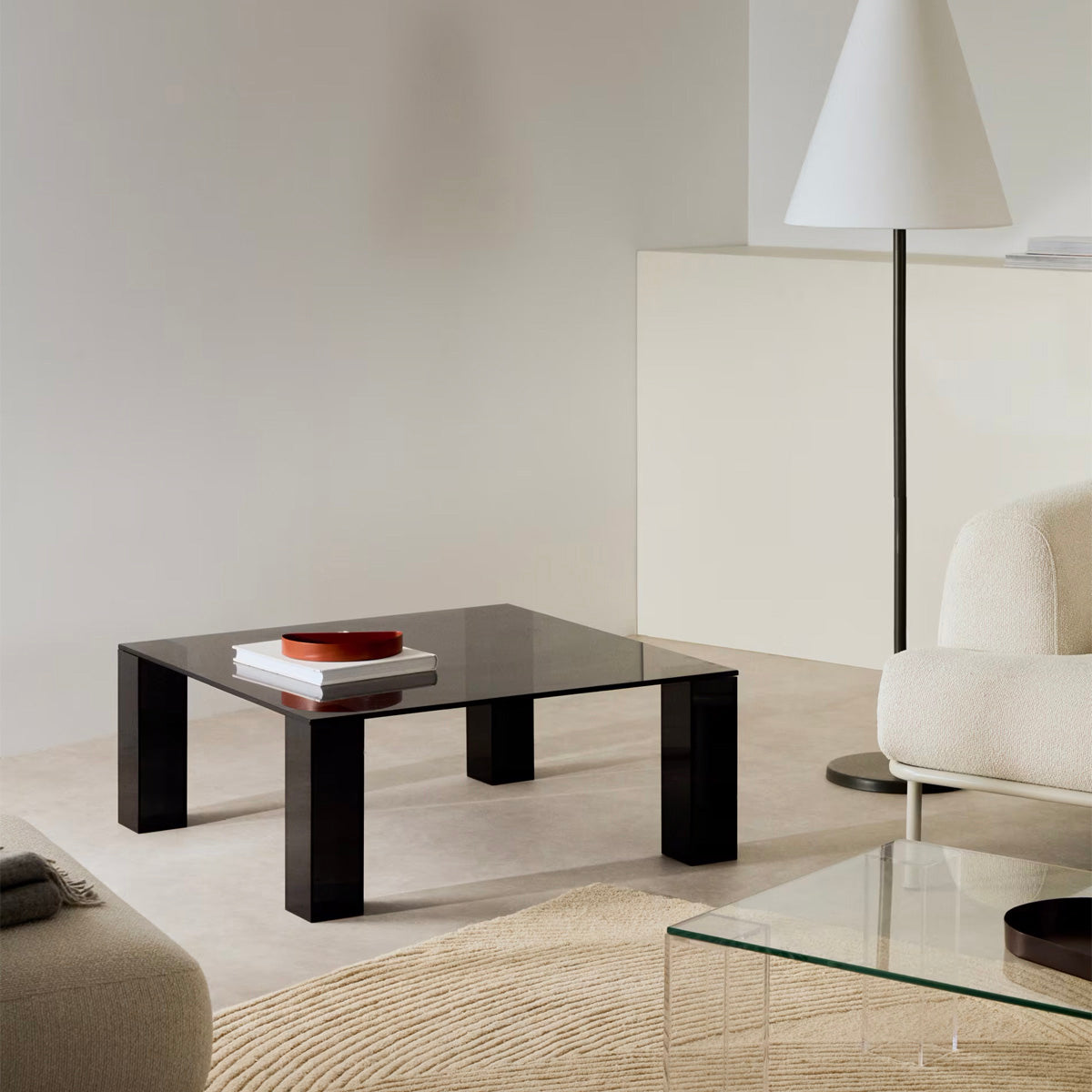 Modern Adularia Glass Square Coffee Table - Stylish & Durable Living Room Centerpiece for Home Decor