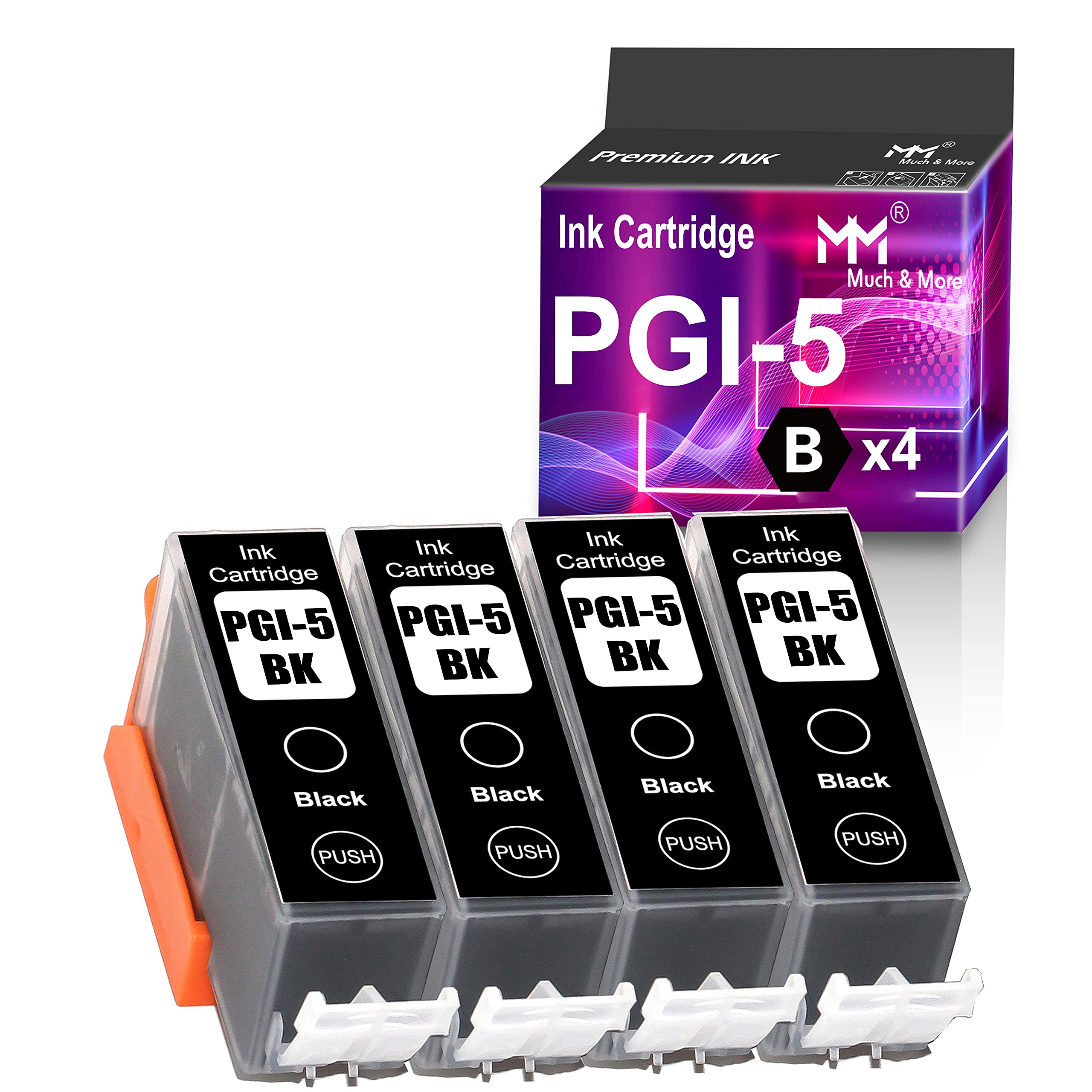 Compatible Ink Cartridge for Canon PGI-5/CLI-8 - 4 Pack Black | Pixma Printer Replacement | Home & Office Use