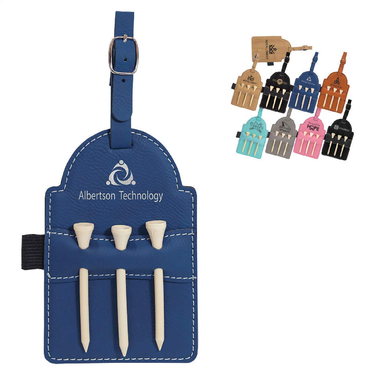 Personalized Golf Bag Tags - Custom Engraved with 3 Wooden Tees - 8 Color Options - Perfect for Golf Tournaments, Gifts & Club Identification