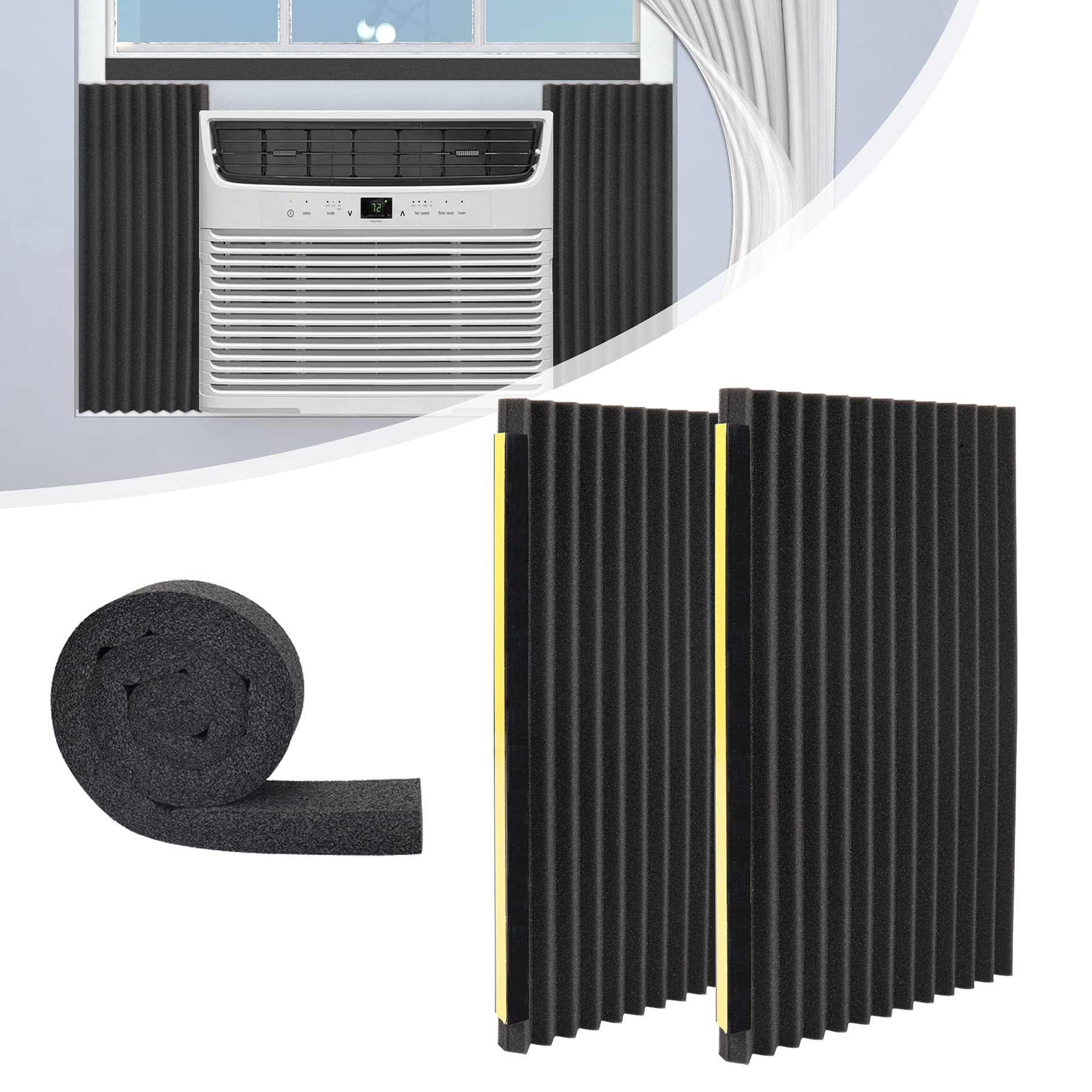 17 x 9 x 7/8 Inch Window Air Conditioner Side Panels Kit with Foam Seal Strip - AC Insulation for Better Cooling Efficiency - Perfect for Home, Office & Apartment Energy Saving