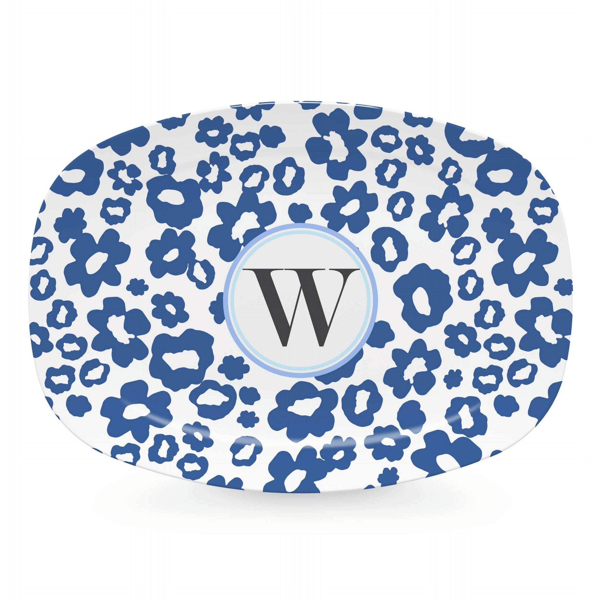 Blue Flower Power Platter - Elegant Ceramic Serving Dish for Appetizers, Desserts & Entertaining | Perfect for Parties, Weddings & Home Decor