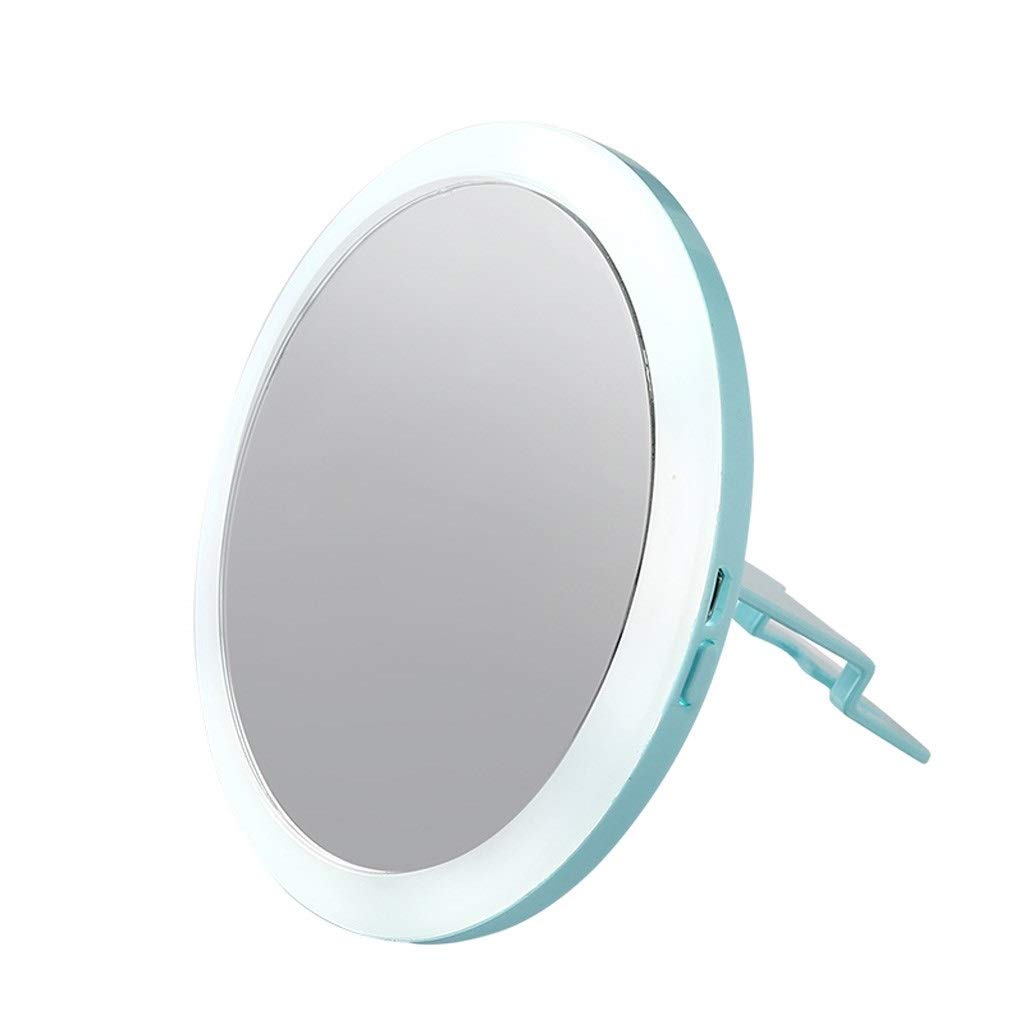 LED Makeup Mirror with Adjustable Stand - Portable Handheld Vanity Mirror with USB Power Cord, Tabletop Travel Mirror for Home & Professional Use (Blue) - Perfect for Travel, Home Makeup, Salon & Professional Styling