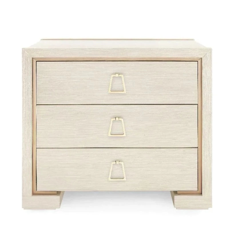 Blake 3-Drawer Side Table in Blanched Oak - Customizable Pull Handles | Nightstand, Bedroom End Table, Living Room Accent Furniture