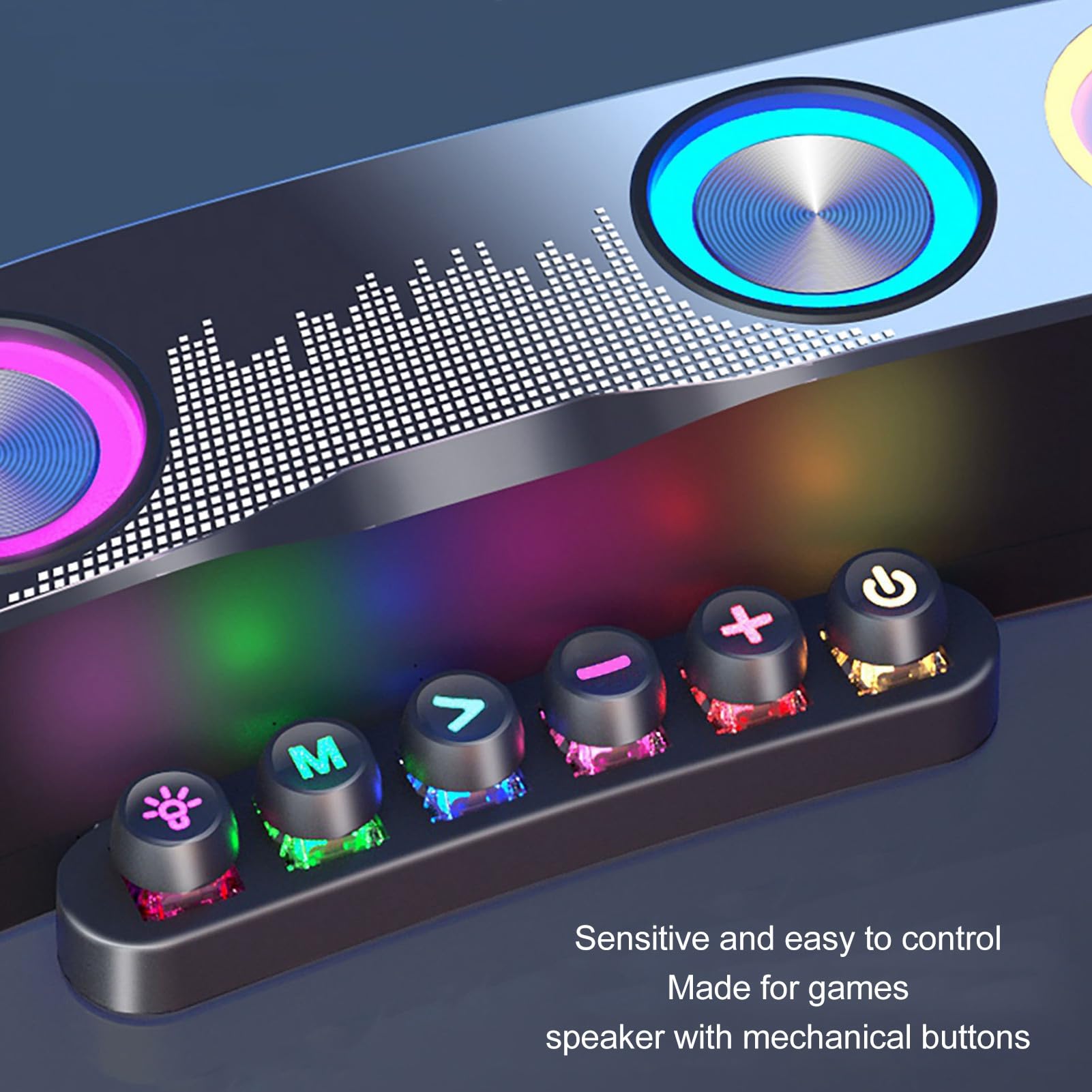 RGB Computer Speaker - Wireless Bluetooth Soundbar with Colorful LED Lights for PC, Laptop, Desktop Monitor & Tablets | Perfect for Gaming, Home Office & Entertainment