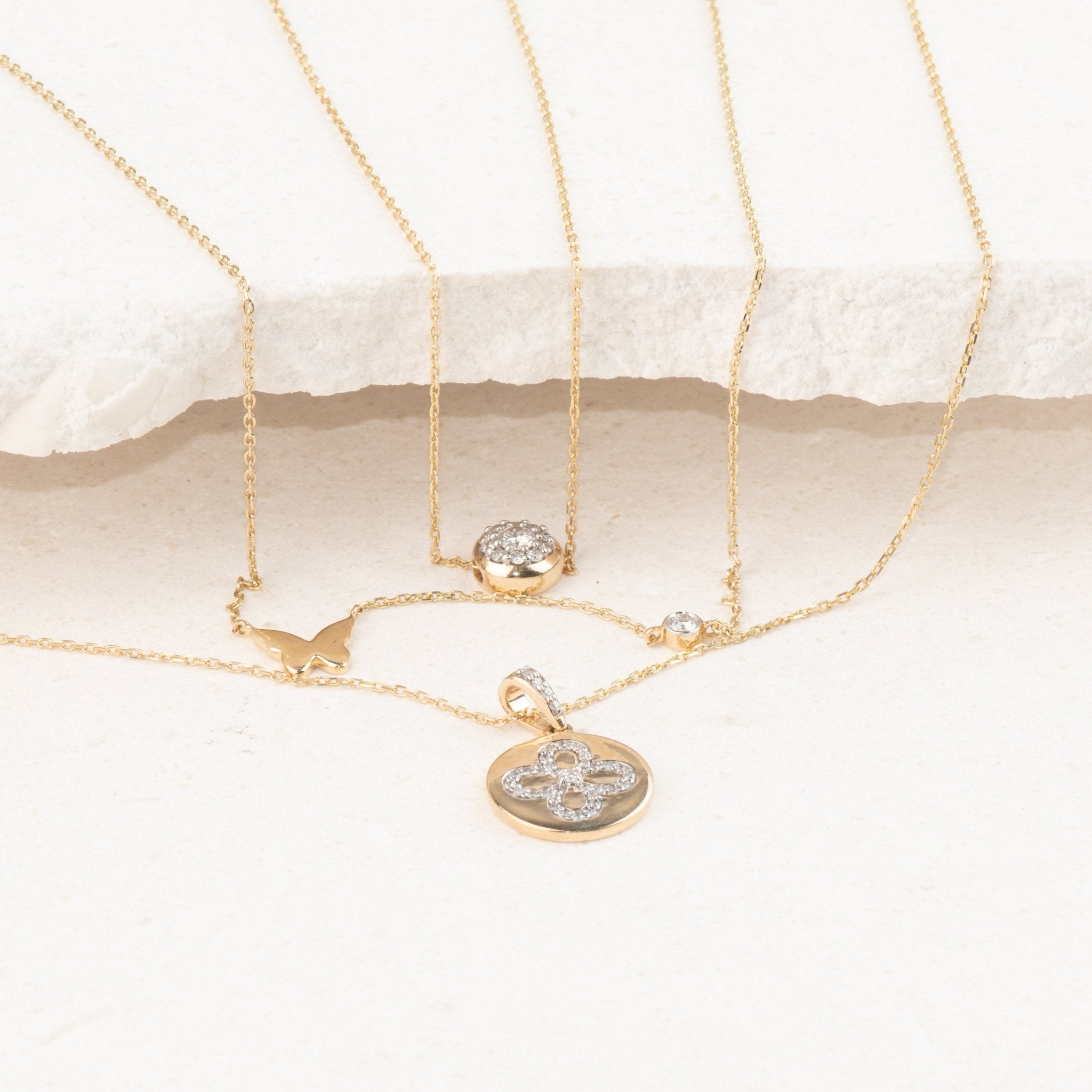 14K Rose Gold Bubble Butterfly & Diamond Pendant Necklace - Elegant Jewelry for Women, Perfect for Gifts, Parties & Special Occasions