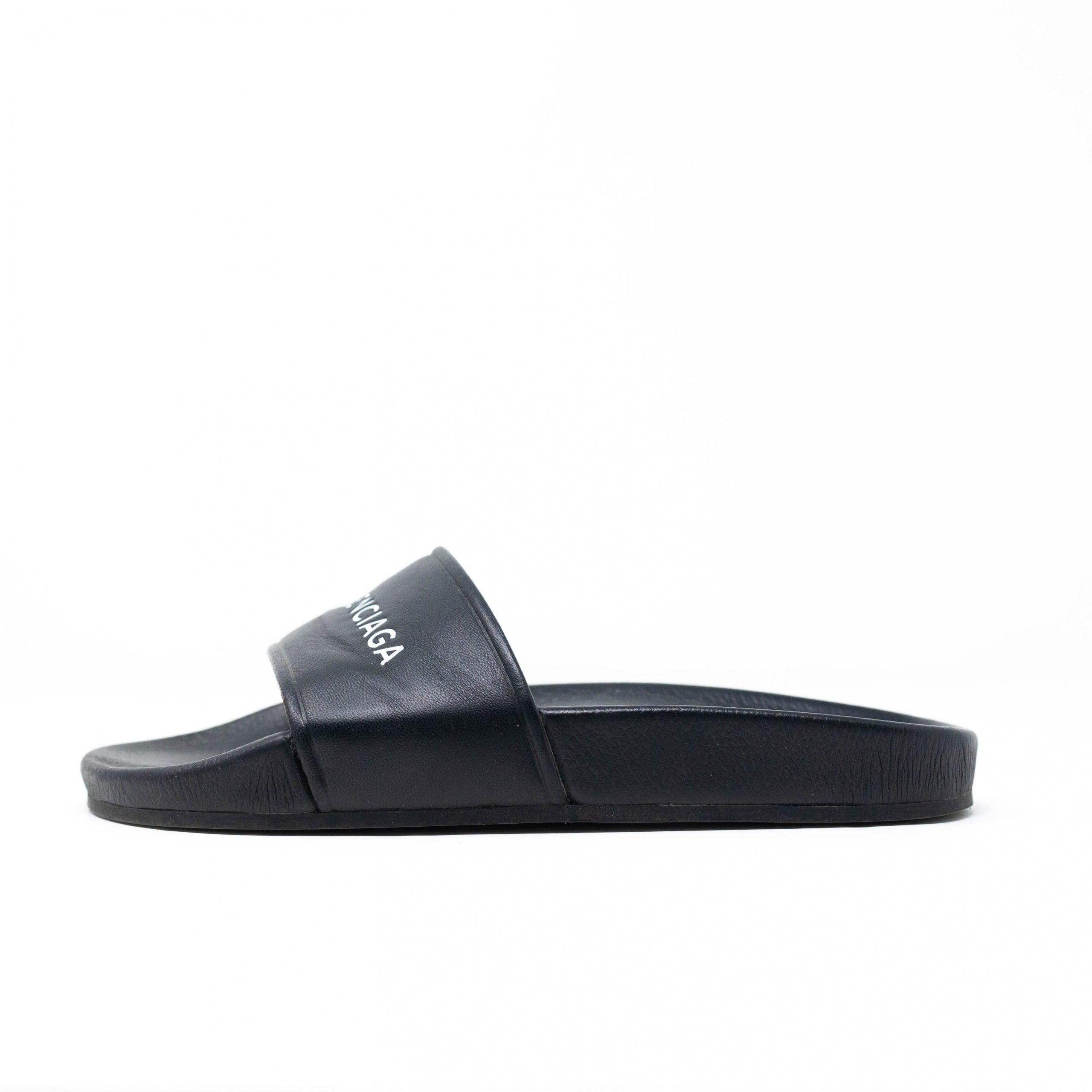 Balenciaga Black Logo Slides Size 36 - Comfortable Luxury Slides for Men & Women - Perfect for Beach, Pool, and Casual Wear