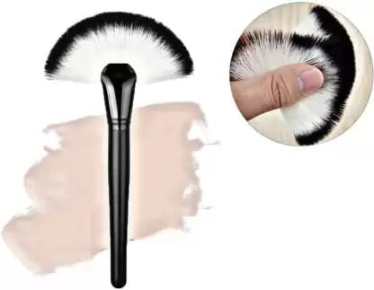 Plethora Pro Slim Fan Brush - Professional Makeup Brush for Blush, Face Contouring & Foundation - Includes 2 Free Beauty Blenders - Perfect for Everyday Makeup & Professional Beauty Looks