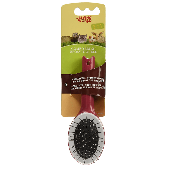 Living World 2-in-1 Small Animal Grooming Brush - Dual Sided Comb & Bristle Brush for Rabbits, Guinea Pigs & Hamsters - Gentle Pet Hair Care & Shedding Tool for Home Grooming