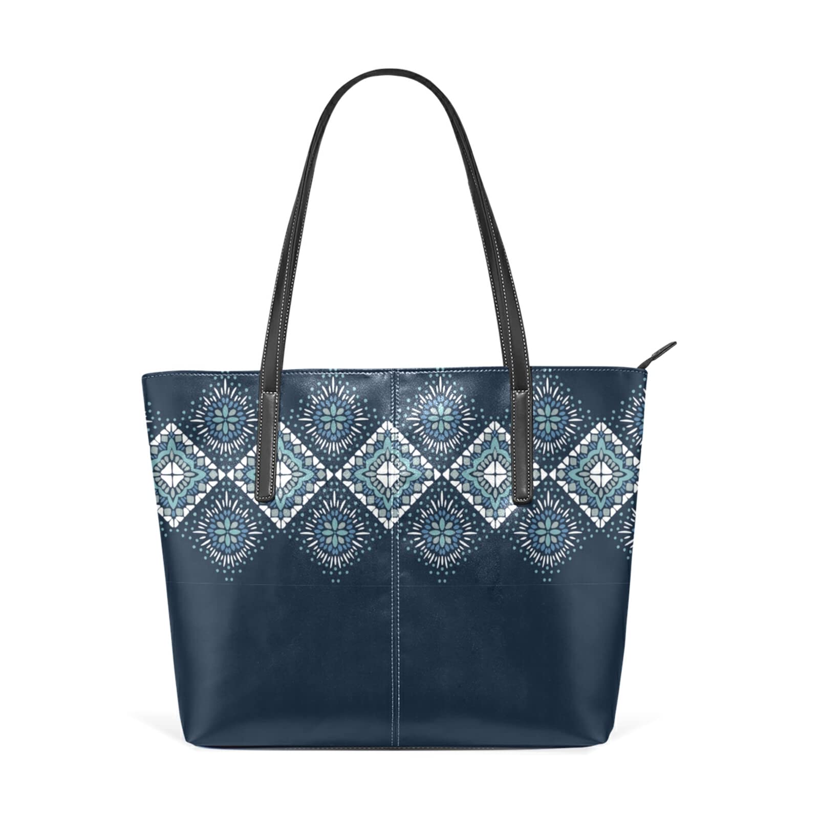 Aztec Style Leather Tote Bag for Women - Tribal Ethnic Striped Shoulder Bag with Zipper Pockets | Perfect for Work, Travel & Business Office Use