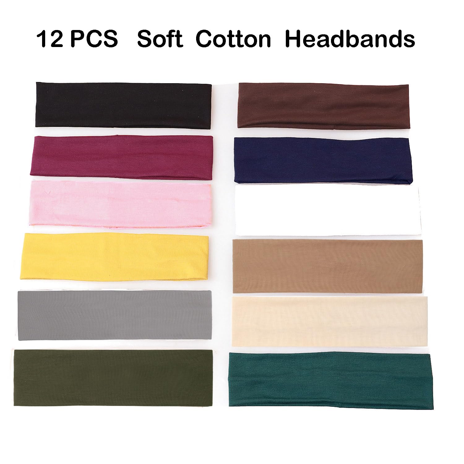 12PCS Non-Slip Headbands for Women - Soft Cotton Stretchy Sports Hair Bands for Yoga, Workout, Running & Exercise - Fashionable Elastic Hair Accessories for Women & Girls (Great for Gym, Sports & Daily Wear)