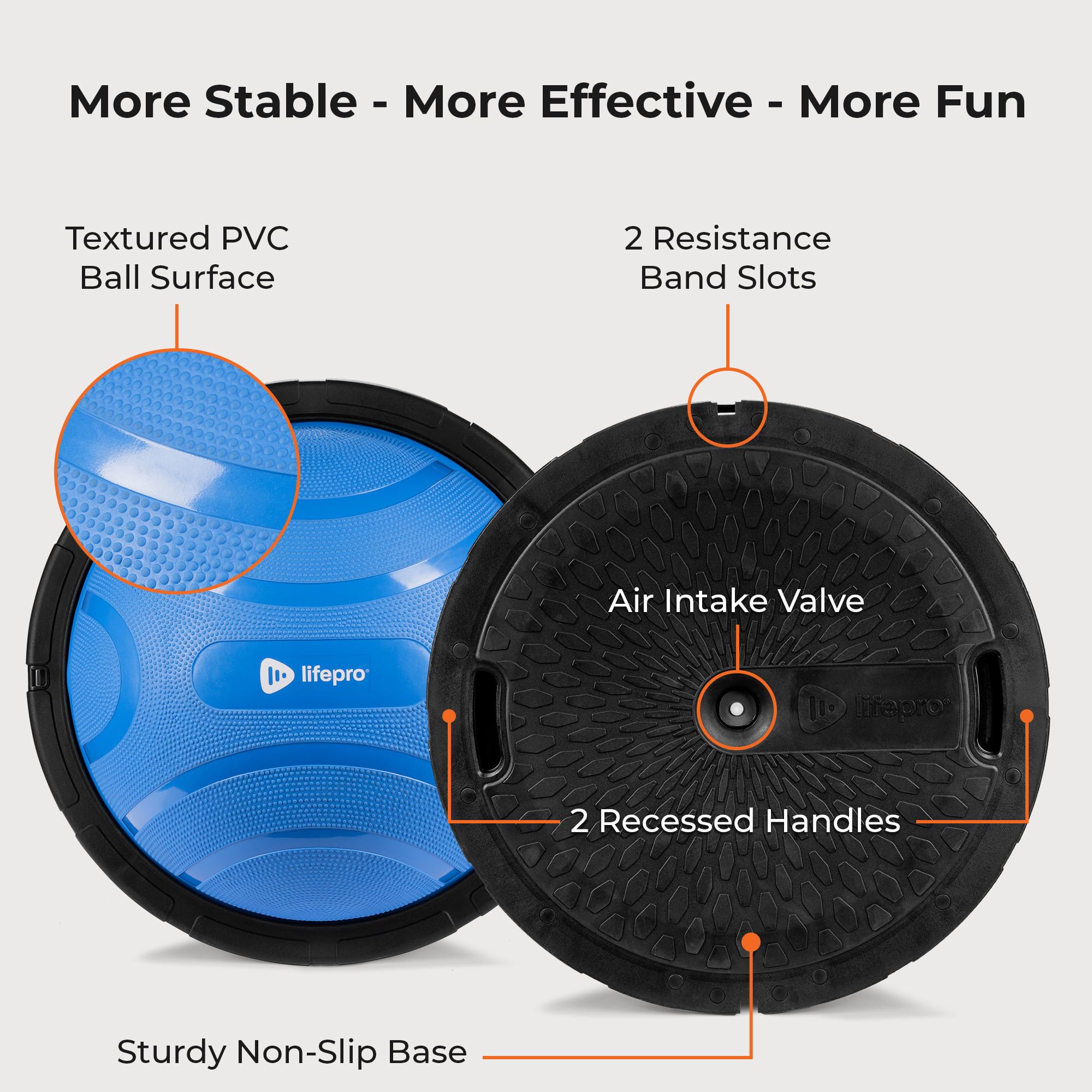 Lifepro Half Balance Ball Trainer - Stability Exercise Ball for Core Workouts, Yoga, Pilates & Physical Therapy - Non-Slip Home Gym Equipment for Balance Training & Fitness - Perfect for Home, Office & Rehabilitation Centers